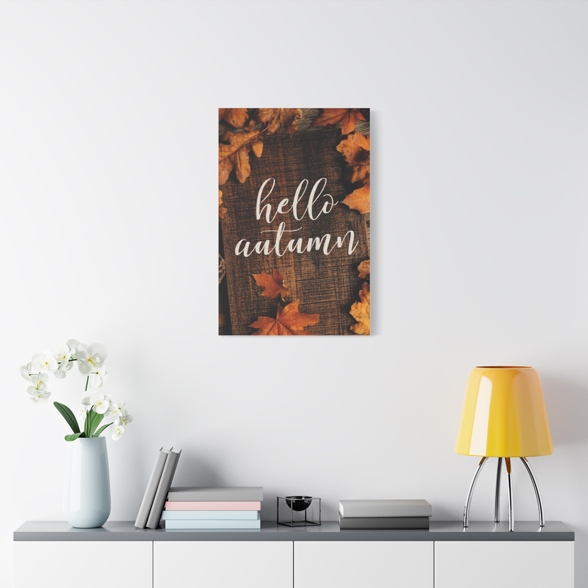 Hello Autumn Canvas Wall Art – Rustic Fall Leaf Home Decor - Image 2
