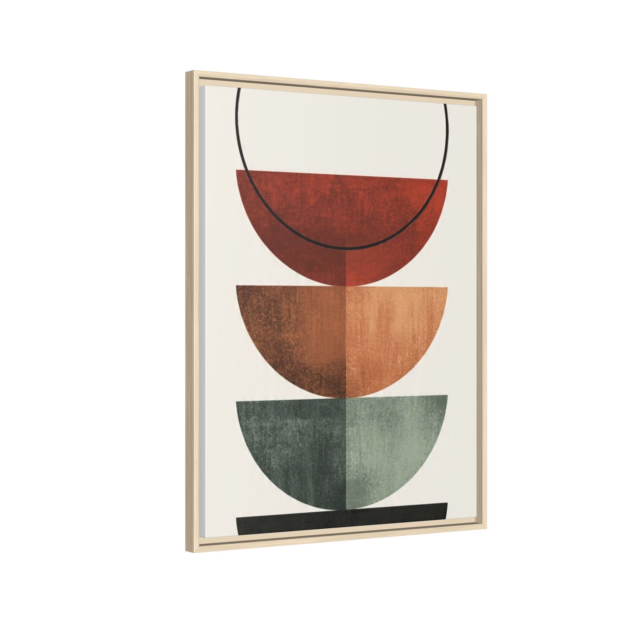 Abstract Stacked Semi-Circles Framed Canvas Wall Art — Mid-Century Modern Geometric Print - Image 202