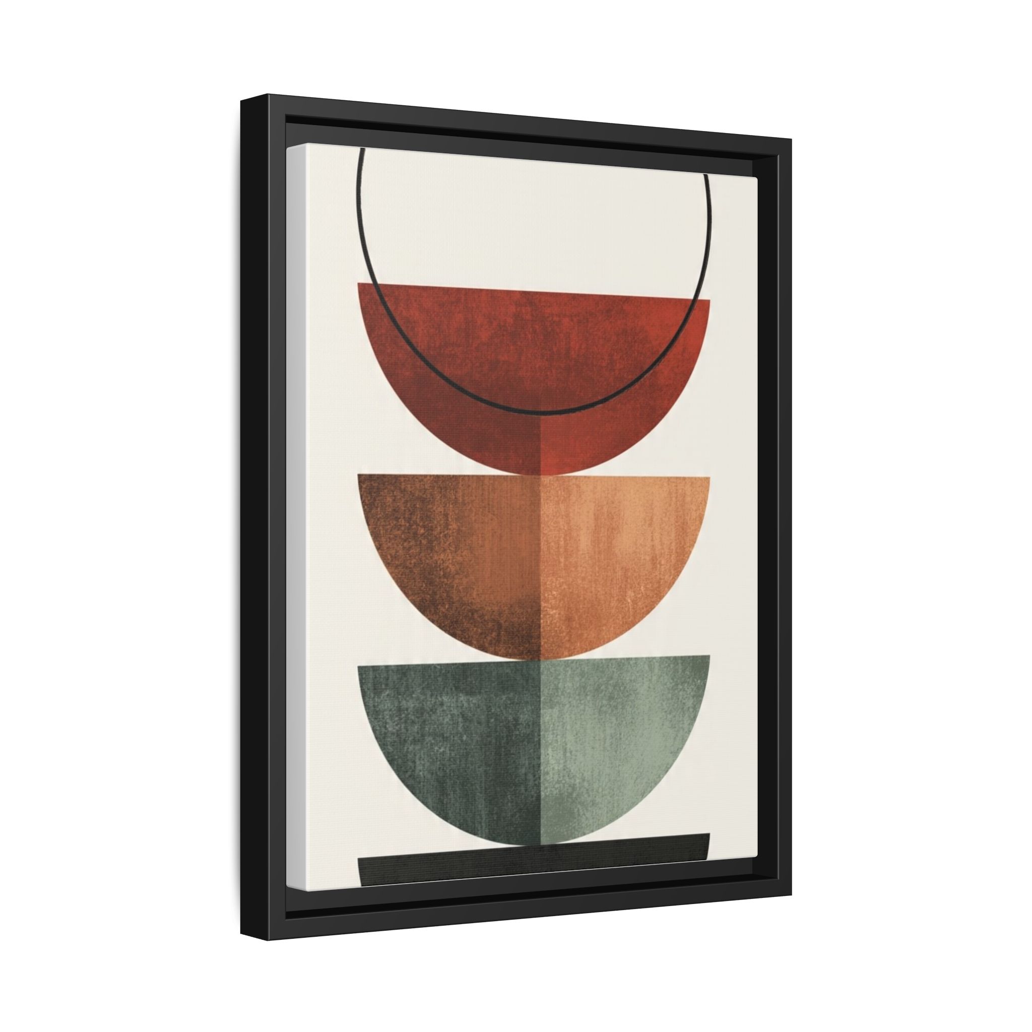 Abstract Stacked Semi-Circles Framed Canvas Wall Art — Mid-Century Modern Geometric Print - Image 70