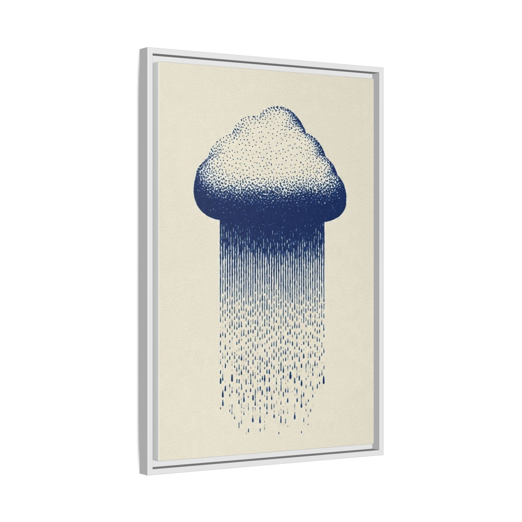 Framed Canvas Wall Art — Blue Rain Cloud Minimalist Print - Image 138