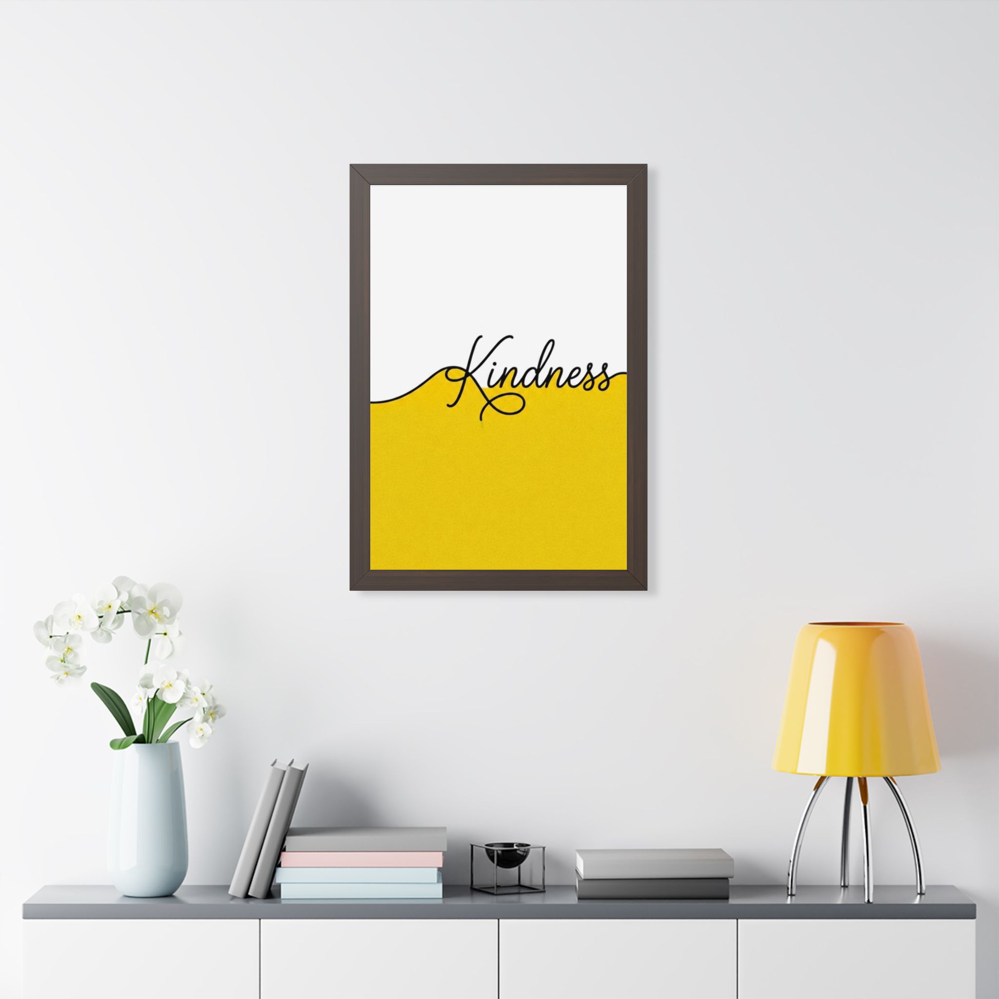 Kindness Framed Poster — Minimal Yellow Wall Art - Image 2