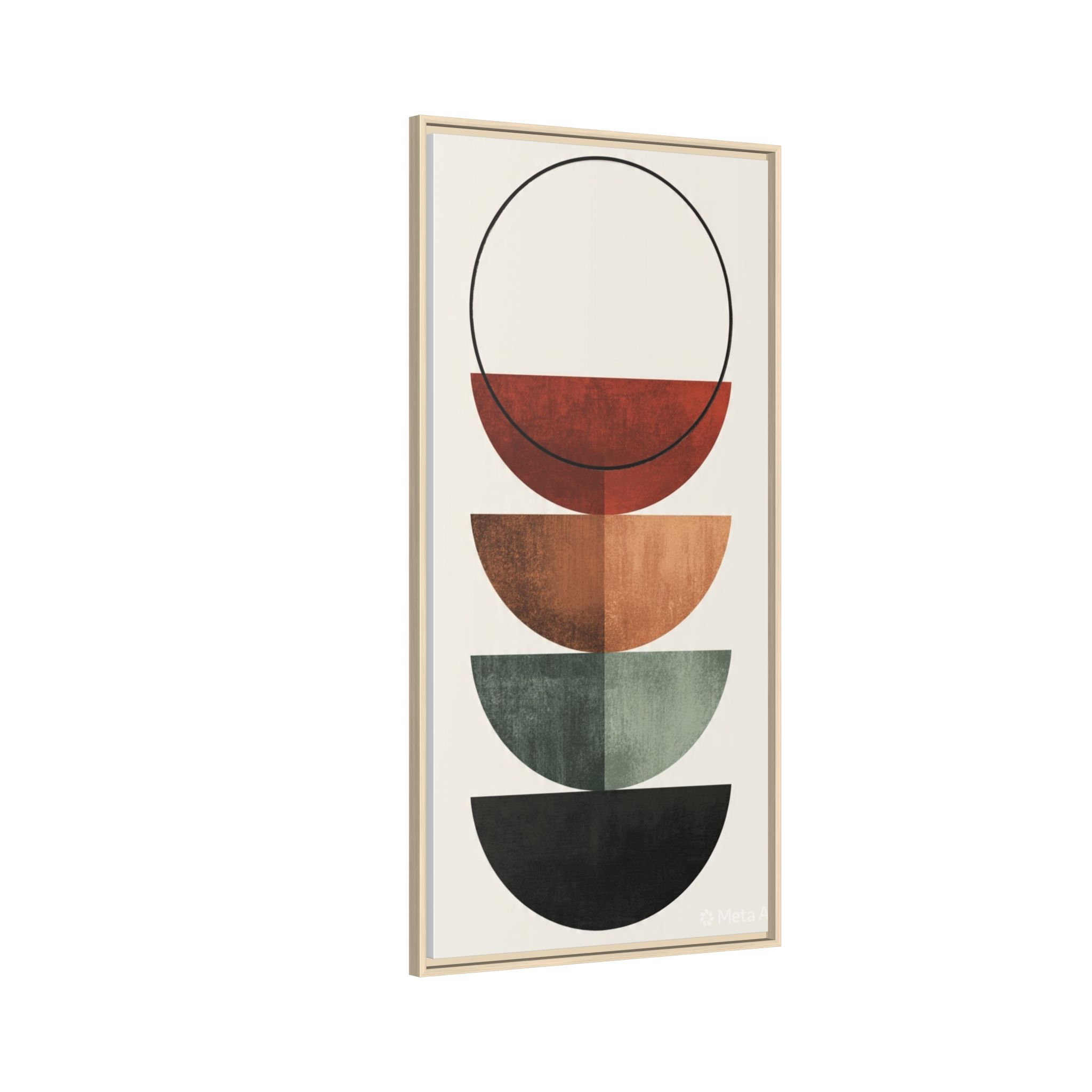 Abstract Stacked Semi-Circles Framed Canvas Wall Art — Mid-Century Modern Geometric Print - Image 3