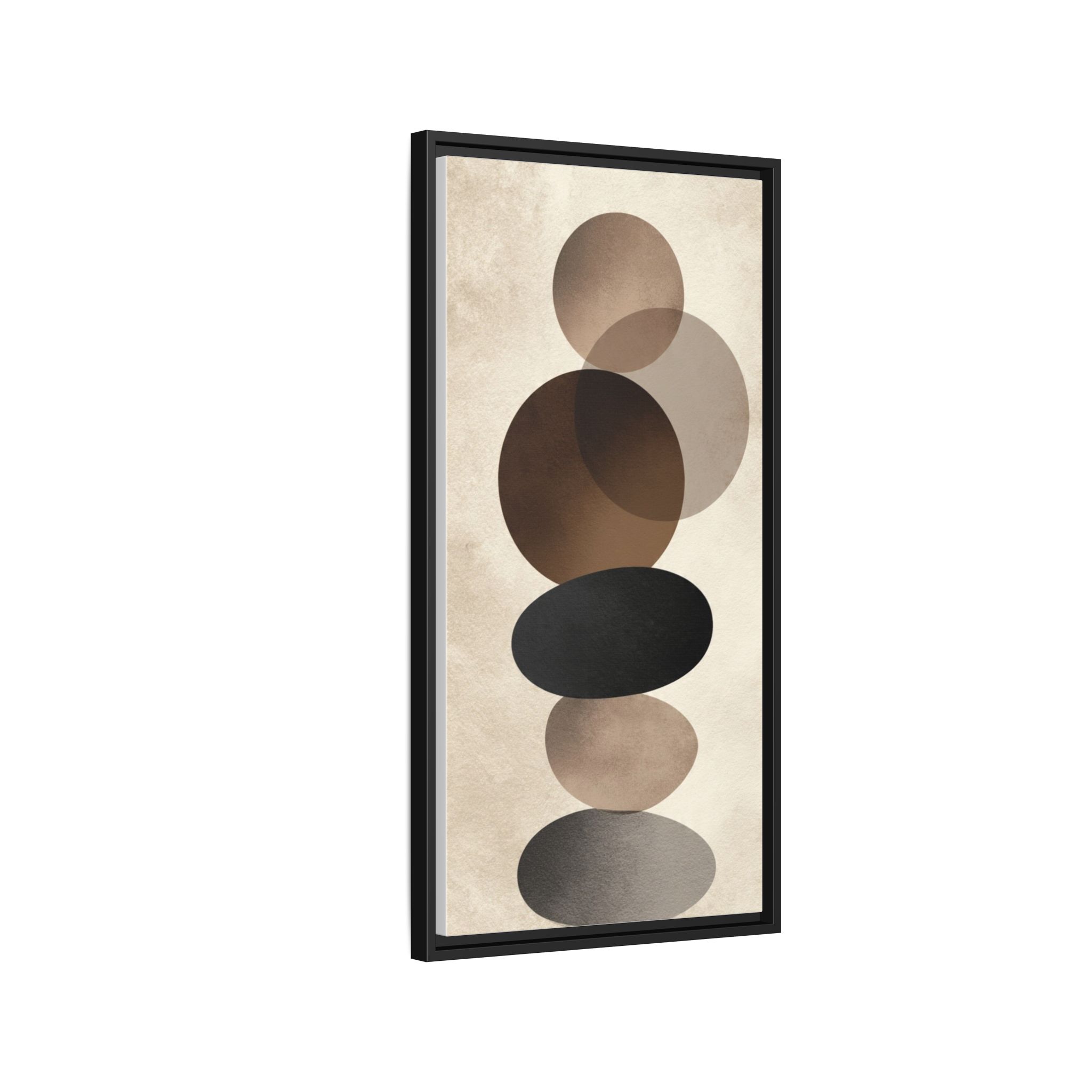 Framed Abstract Circles Matte Canvas Print — Neutral Mid-Century Wall Art - Image 162