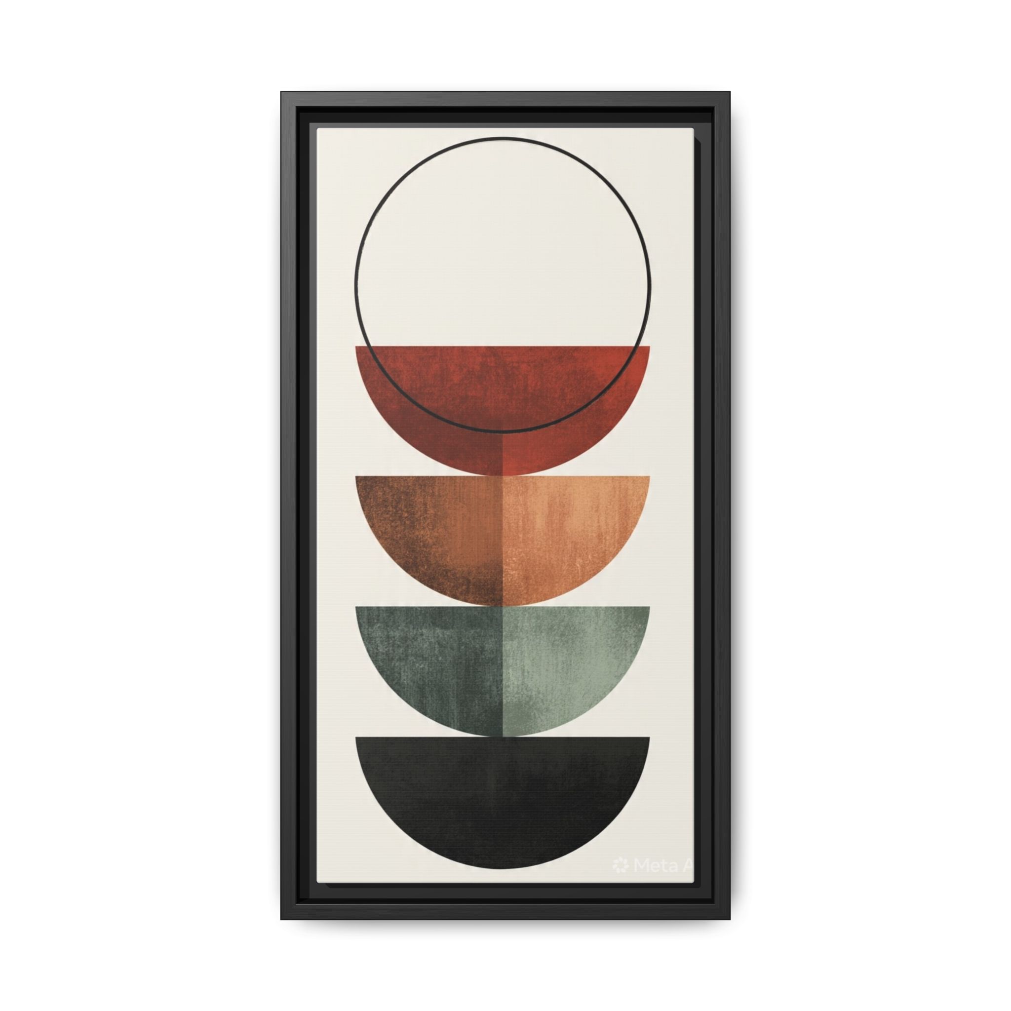 Abstract Stacked Semi-Circles Framed Canvas Wall Art — Mid-Century Modern Geometric Print - Image 93