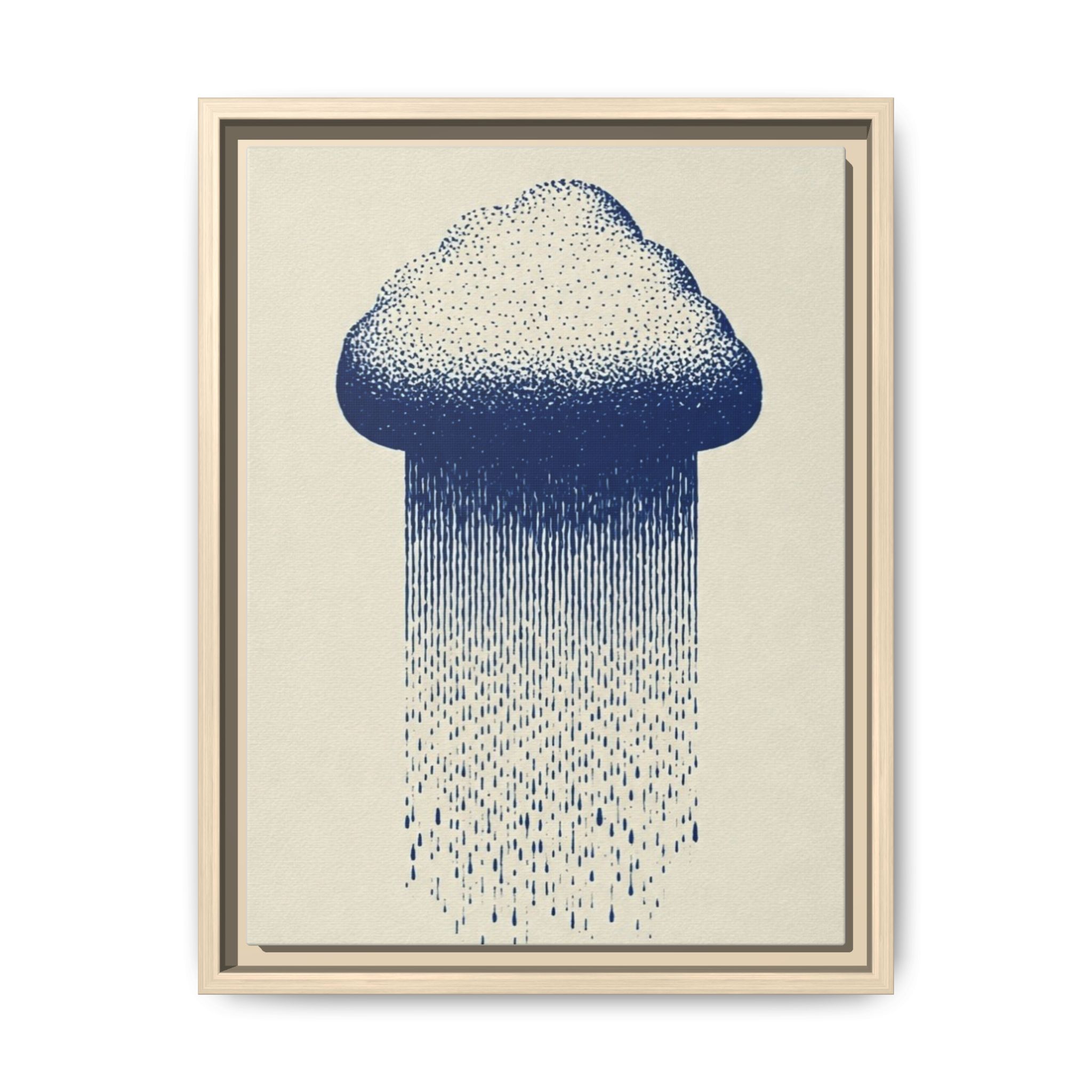 Framed Canvas Wall Art — Blue Rain Cloud Minimalist Print - Image 77