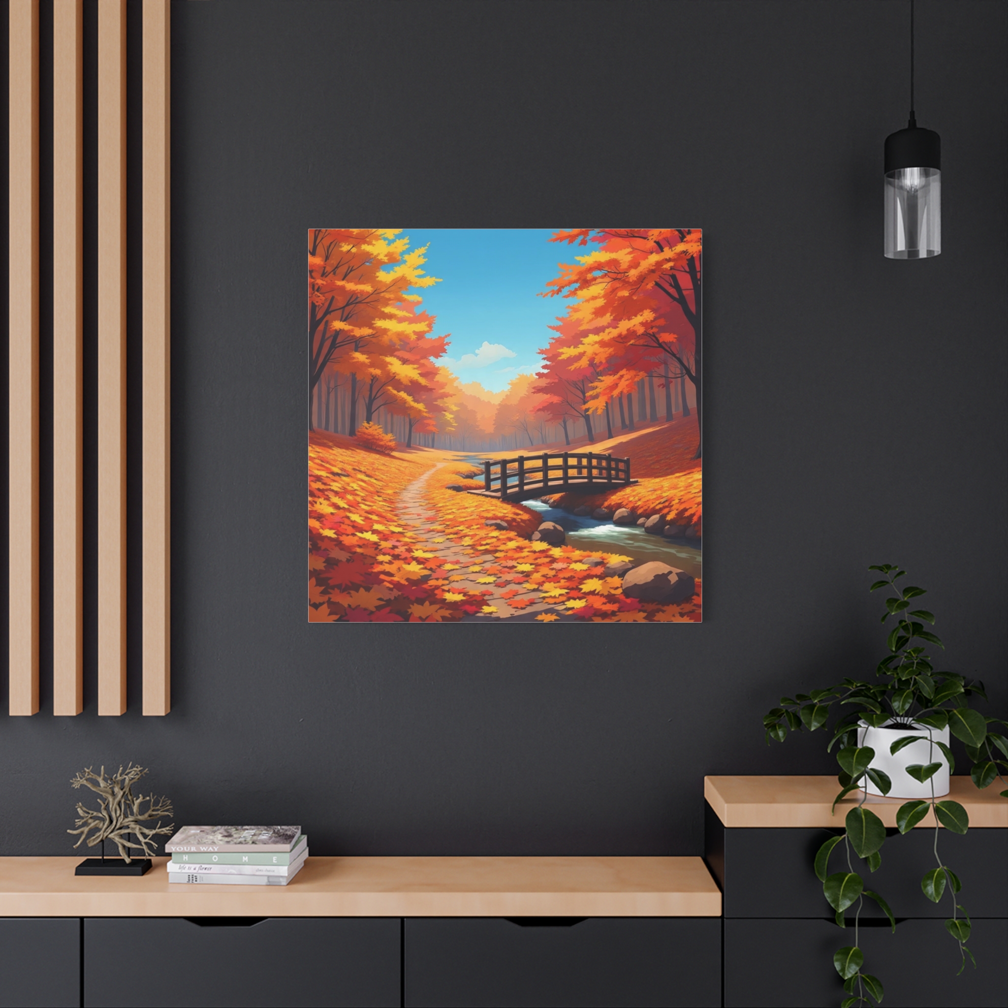 Autumn Forest Bridge Canvas - Image 7