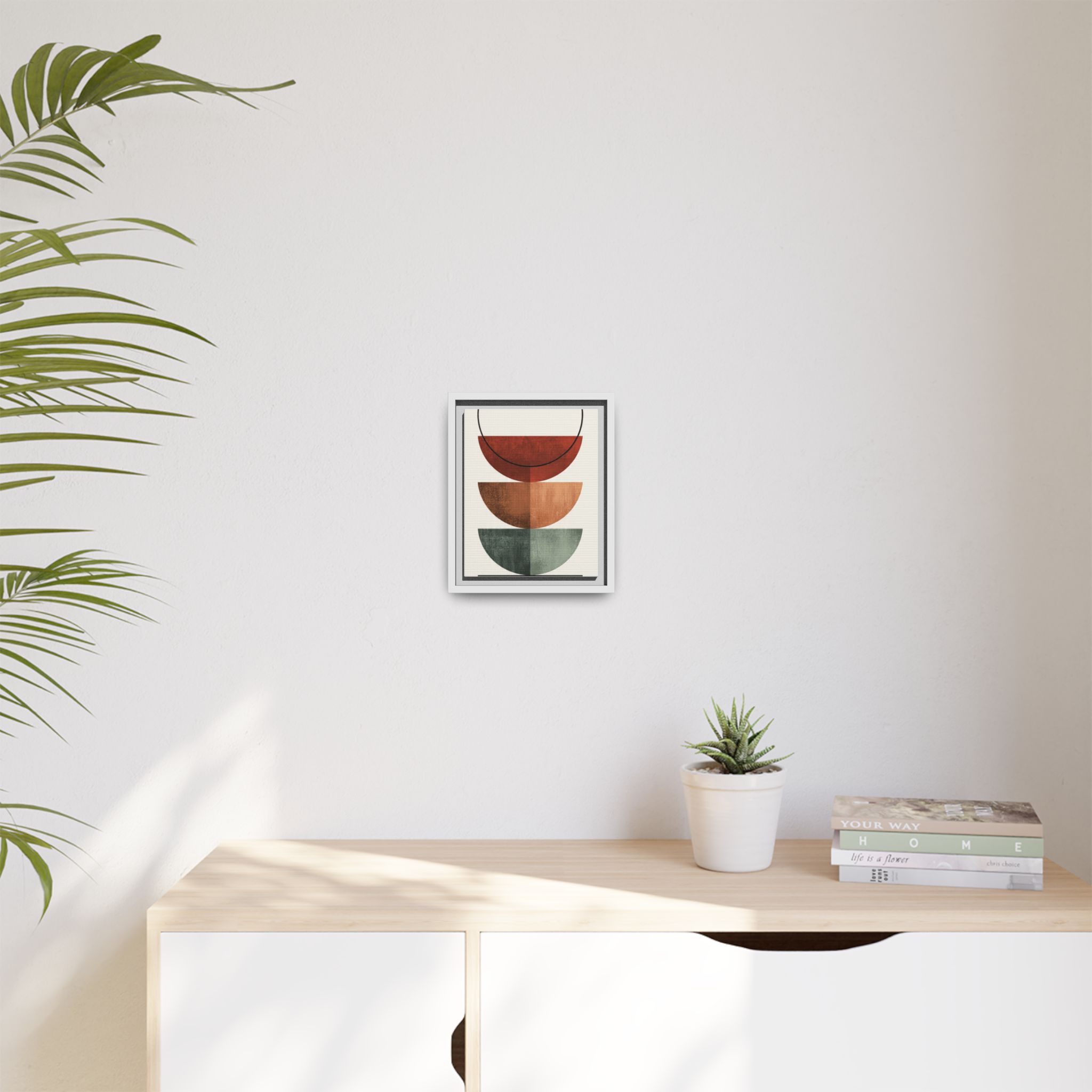 Abstract Stacked Semi-Circles Framed Canvas Wall Art — Mid-Century Modern Geometric Print - Image 155