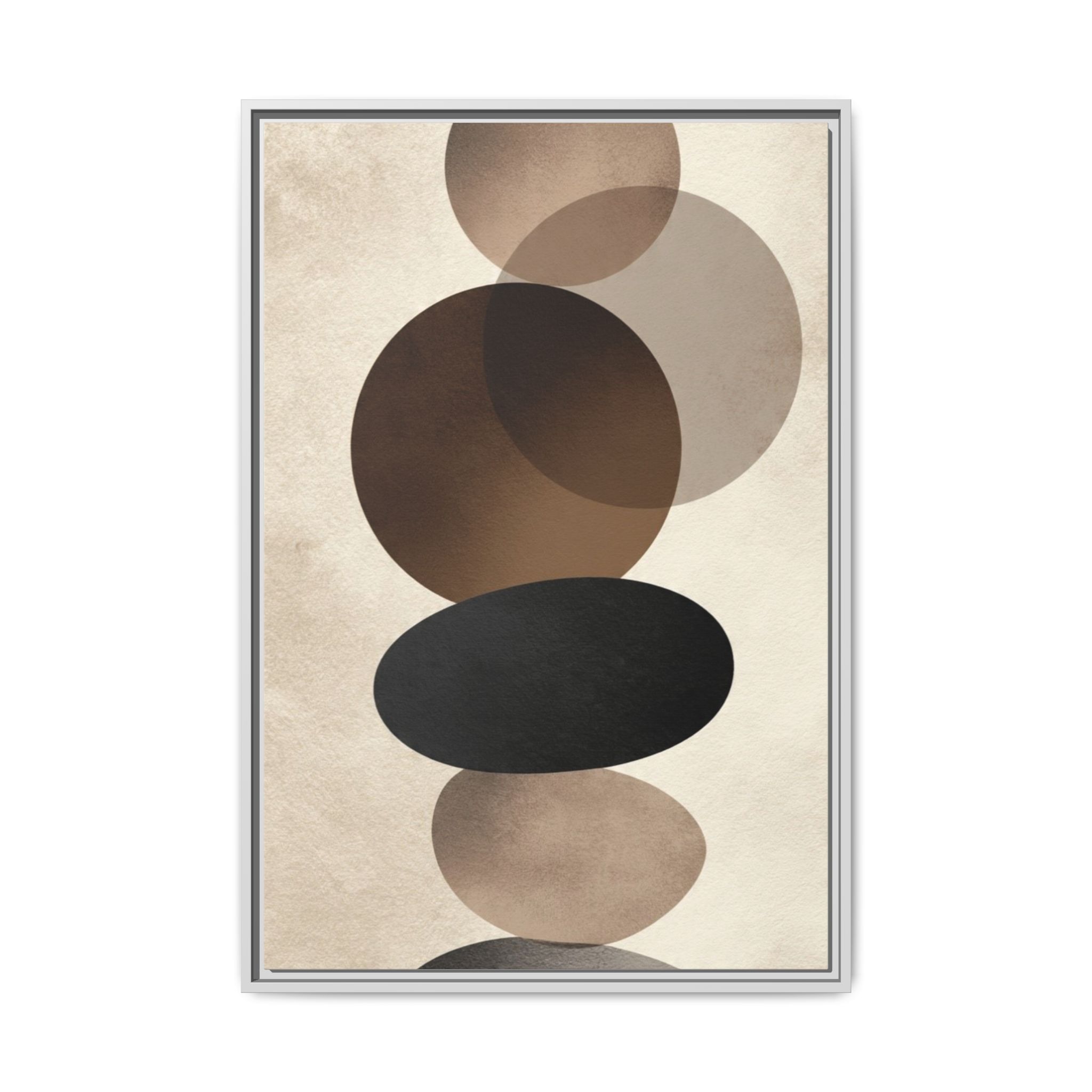 Framed Abstract Circles Matte Canvas Print — Neutral Mid-Century Wall Art - Image 205