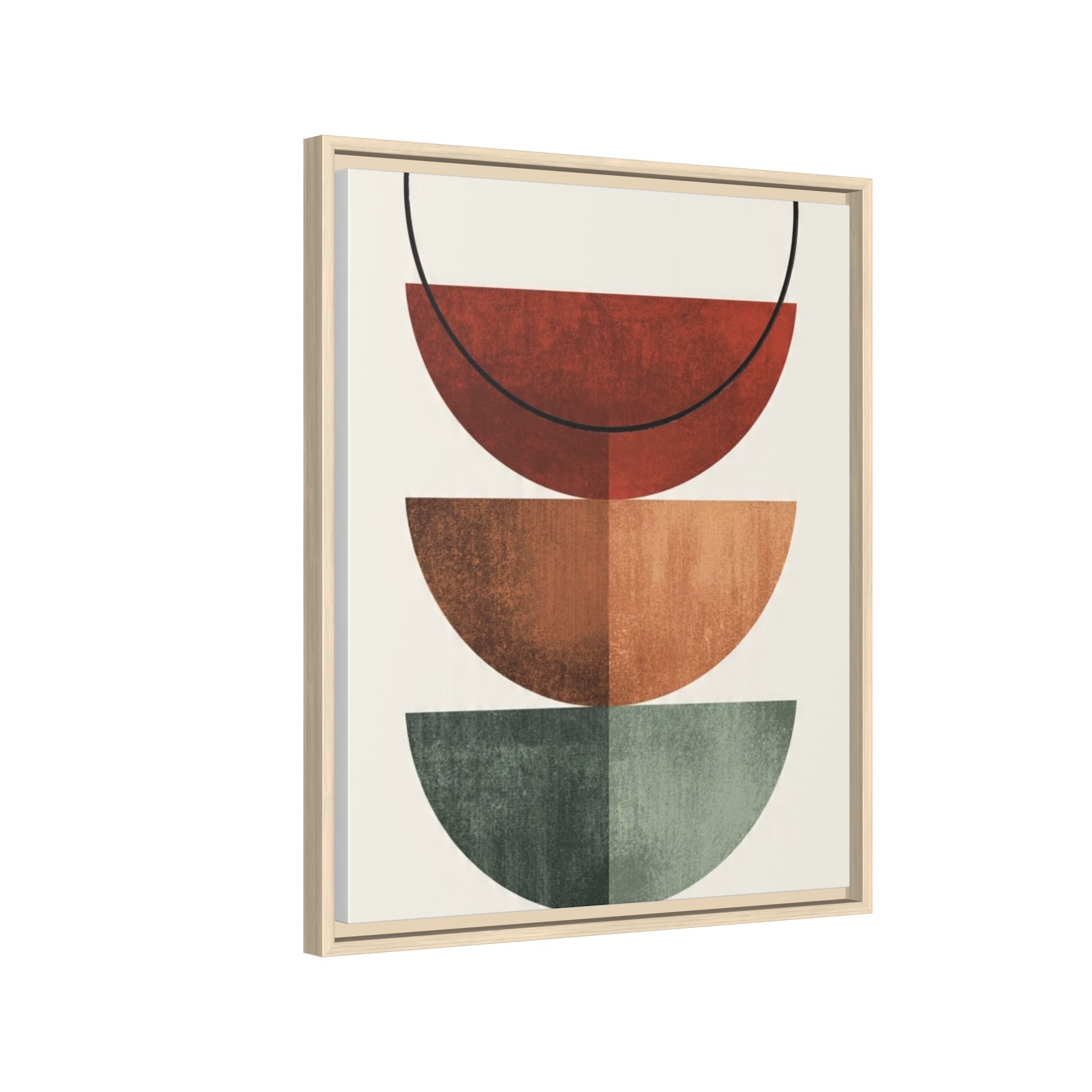 Abstract Stacked Semi-Circles Framed Canvas Wall Art — Mid-Century Modern Geometric Print - Image 226