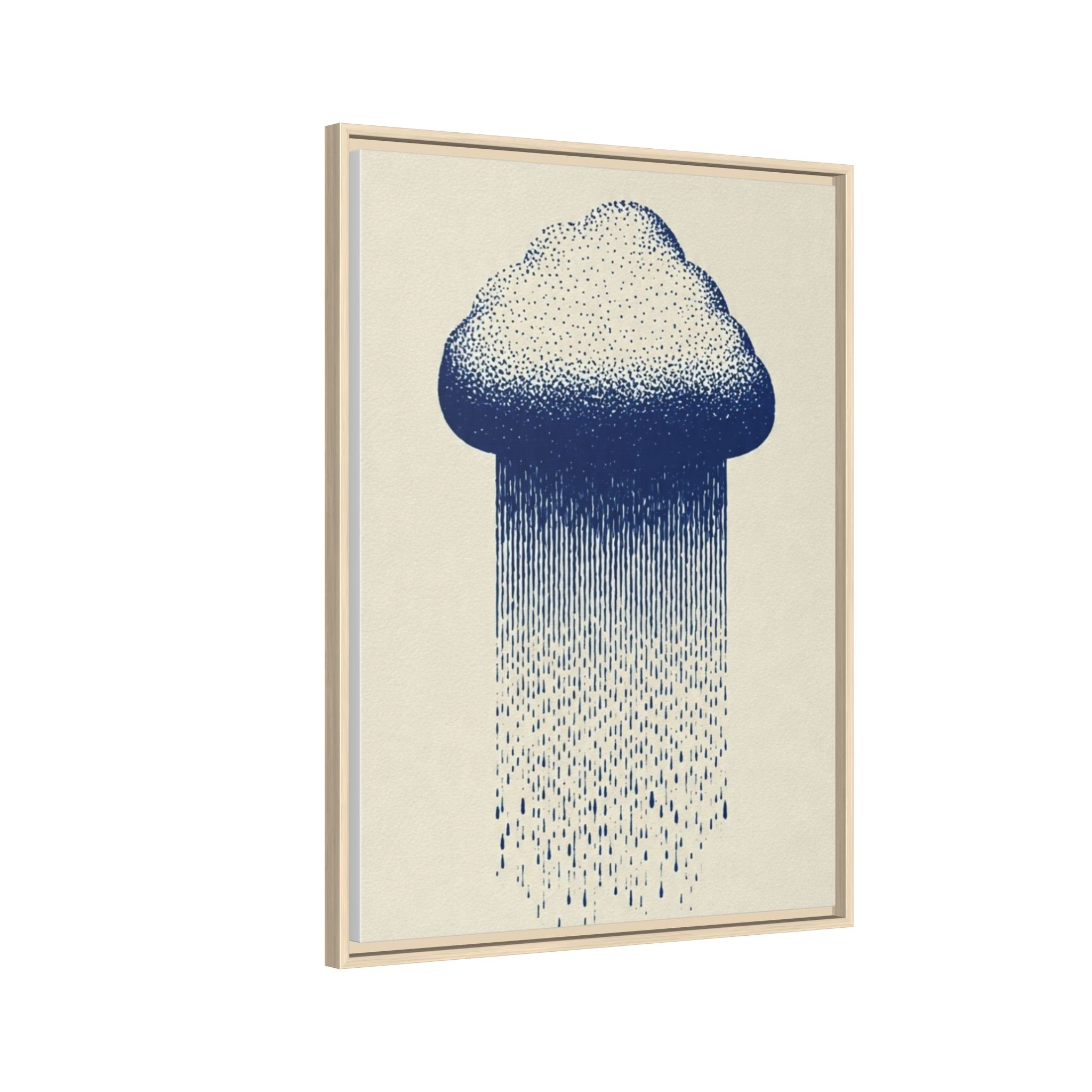 Framed Canvas Wall Art — Blue Rain Cloud Minimalist Print - Image 202