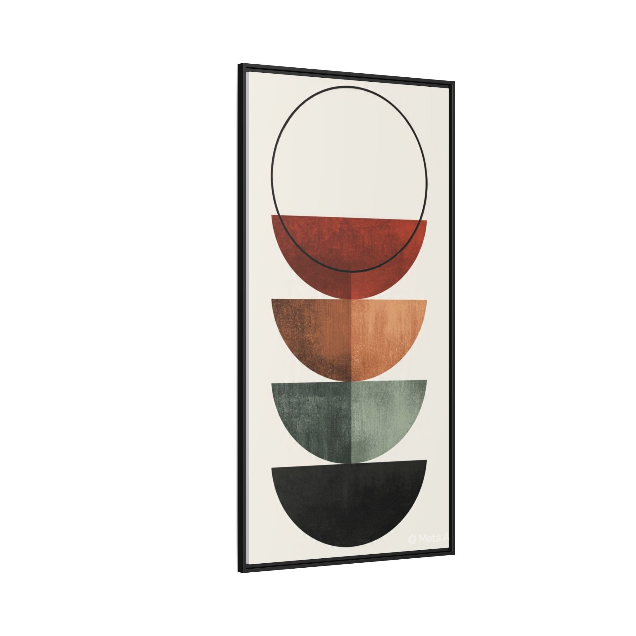 Abstract Stacked Semi-Circles Framed Canvas Wall Art — Mid-Century Modern Geometric Print - Image 34