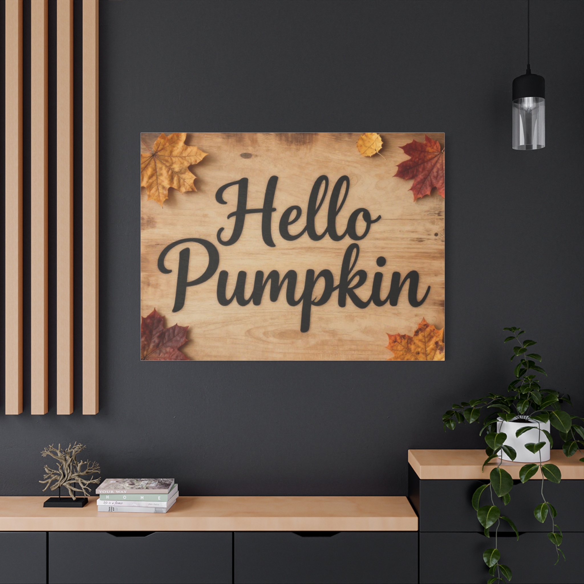 Hello Pumpkin Fall Canvas Wall Art — Autumn Leaves Rustic Home Decor - Image 4