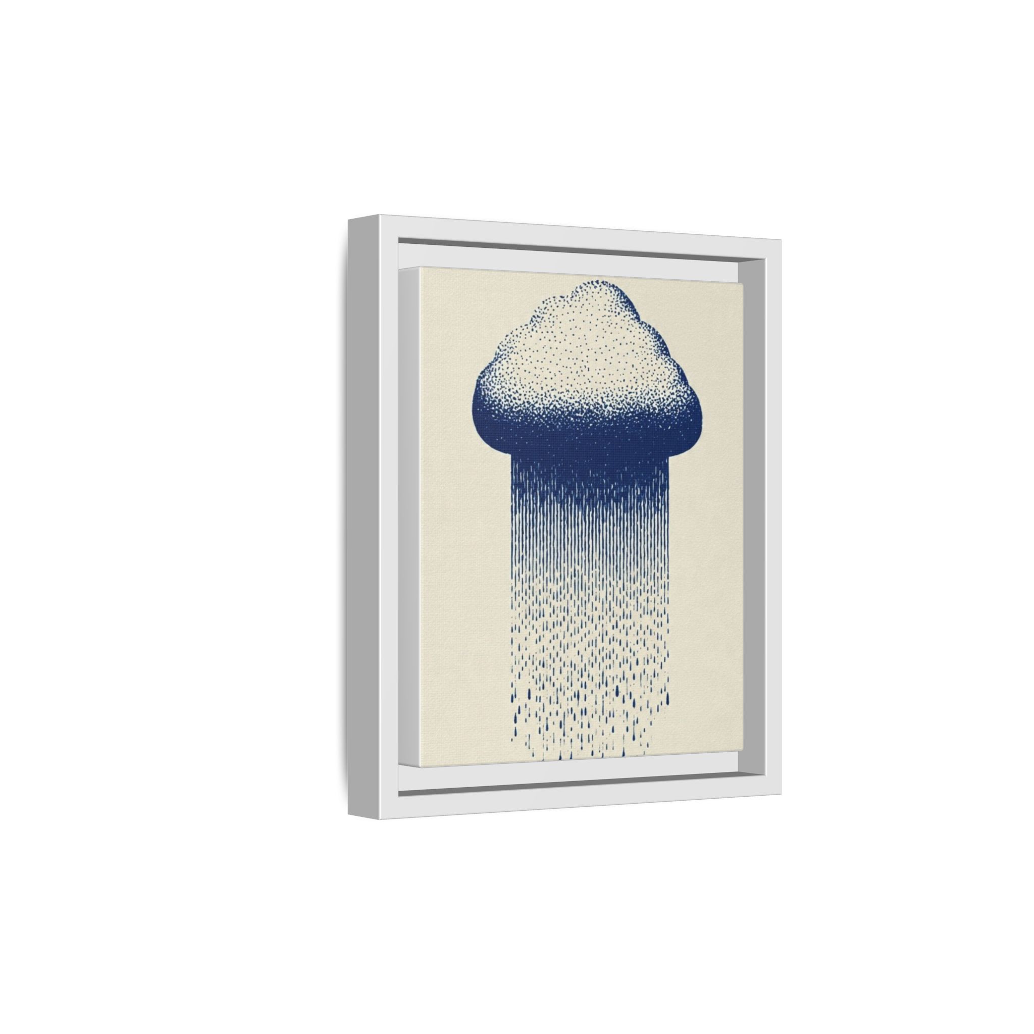Framed Canvas Wall Art — Blue Rain Cloud Minimalist Print - Image 154