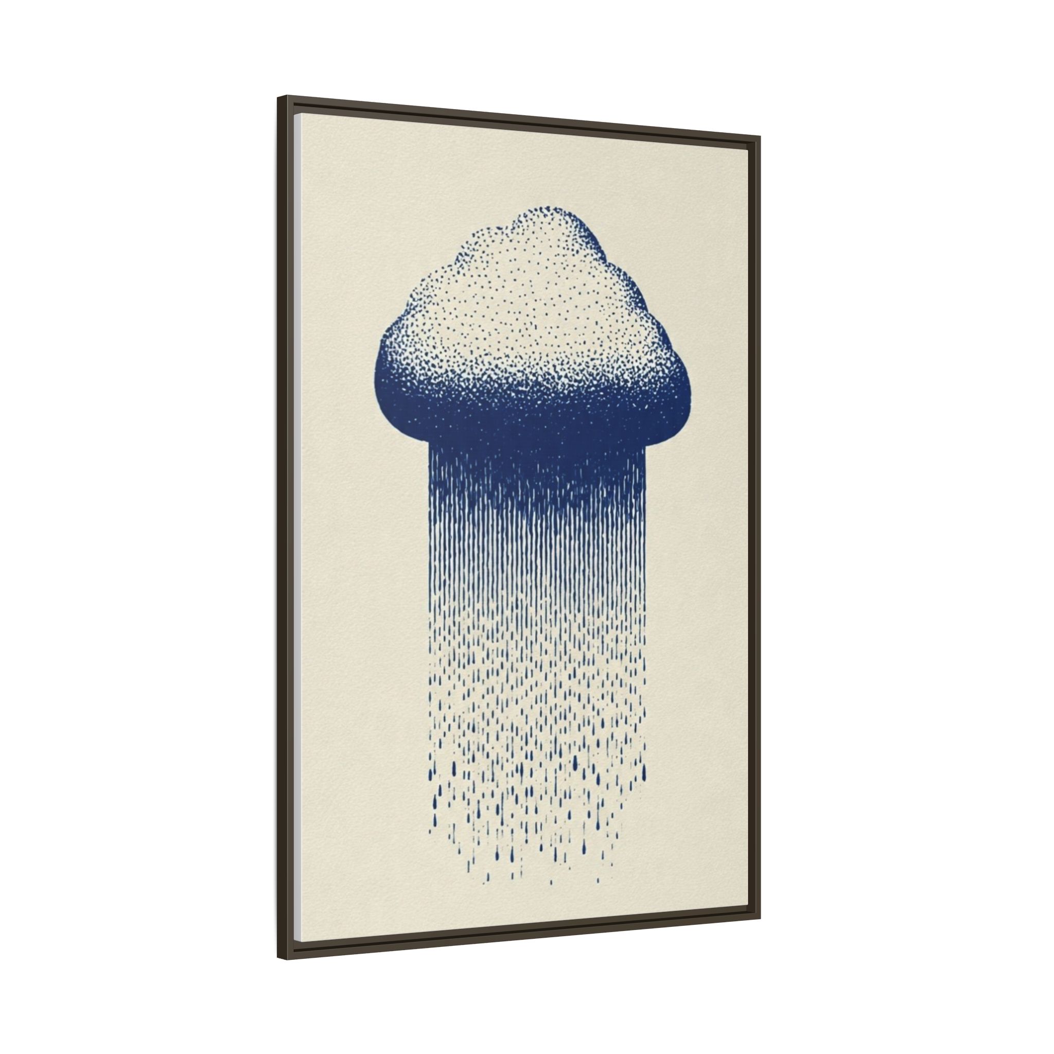 Framed Canvas Wall Art — Blue Rain Cloud Minimalist Print - Image 110
