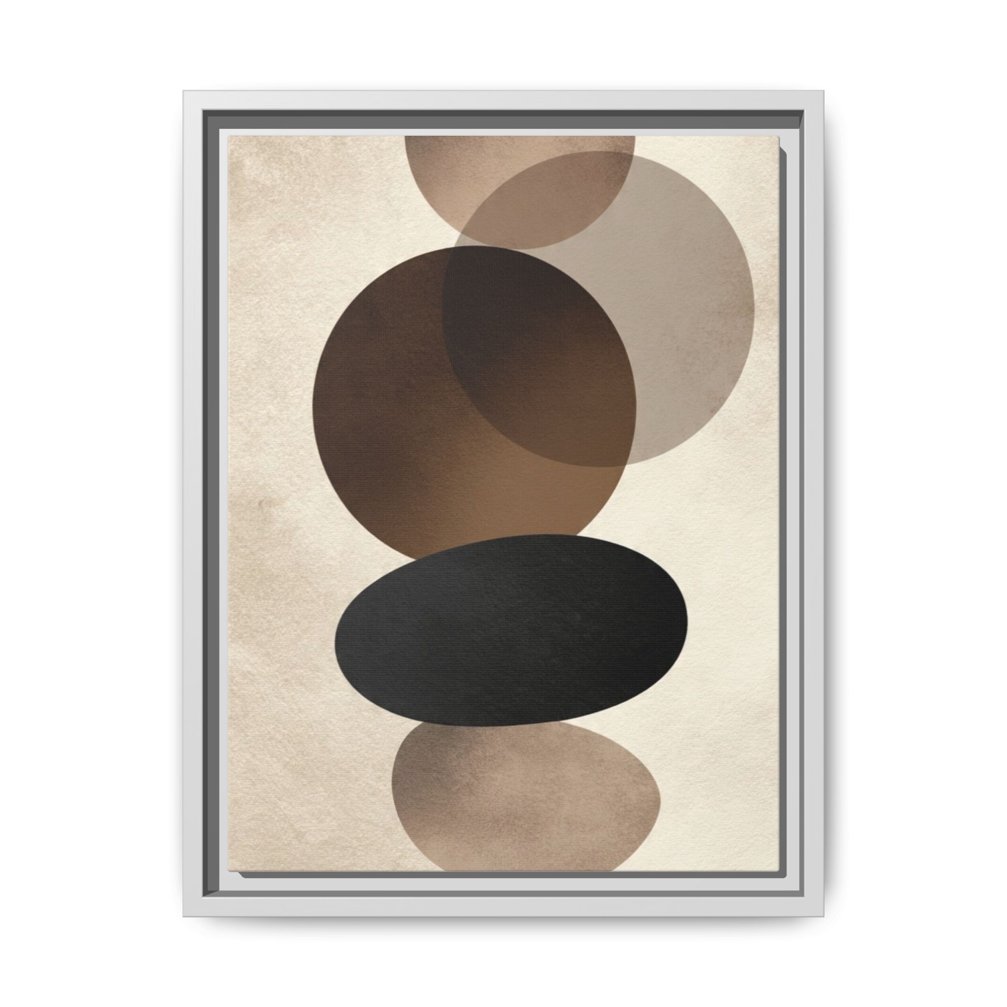 Framed Abstract Circles Matte Canvas Print — Neutral Mid-Century Wall Art - Image 65