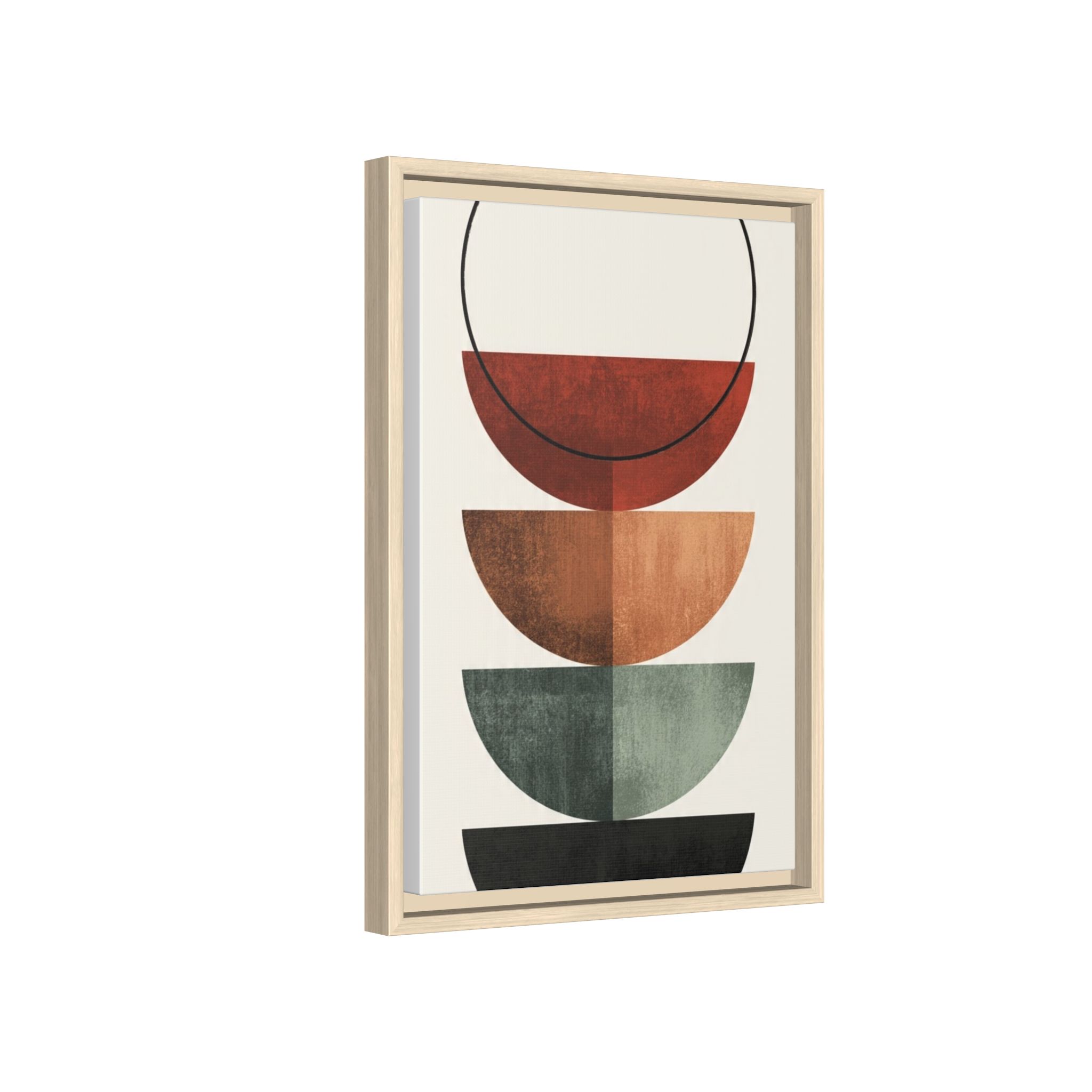 Abstract Stacked Semi-Circles Framed Canvas Wall Art — Mid-Century Modern Geometric Print - Image 118
