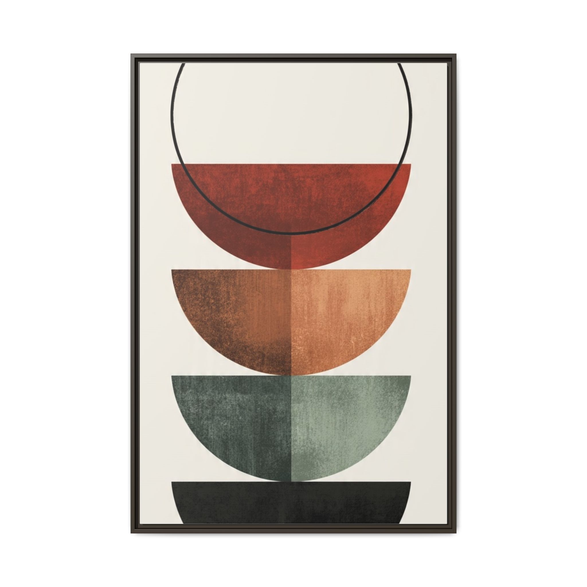 Abstract Stacked Semi-Circles Framed Canvas Wall Art — Mid-Century Modern Geometric Print - Image 109