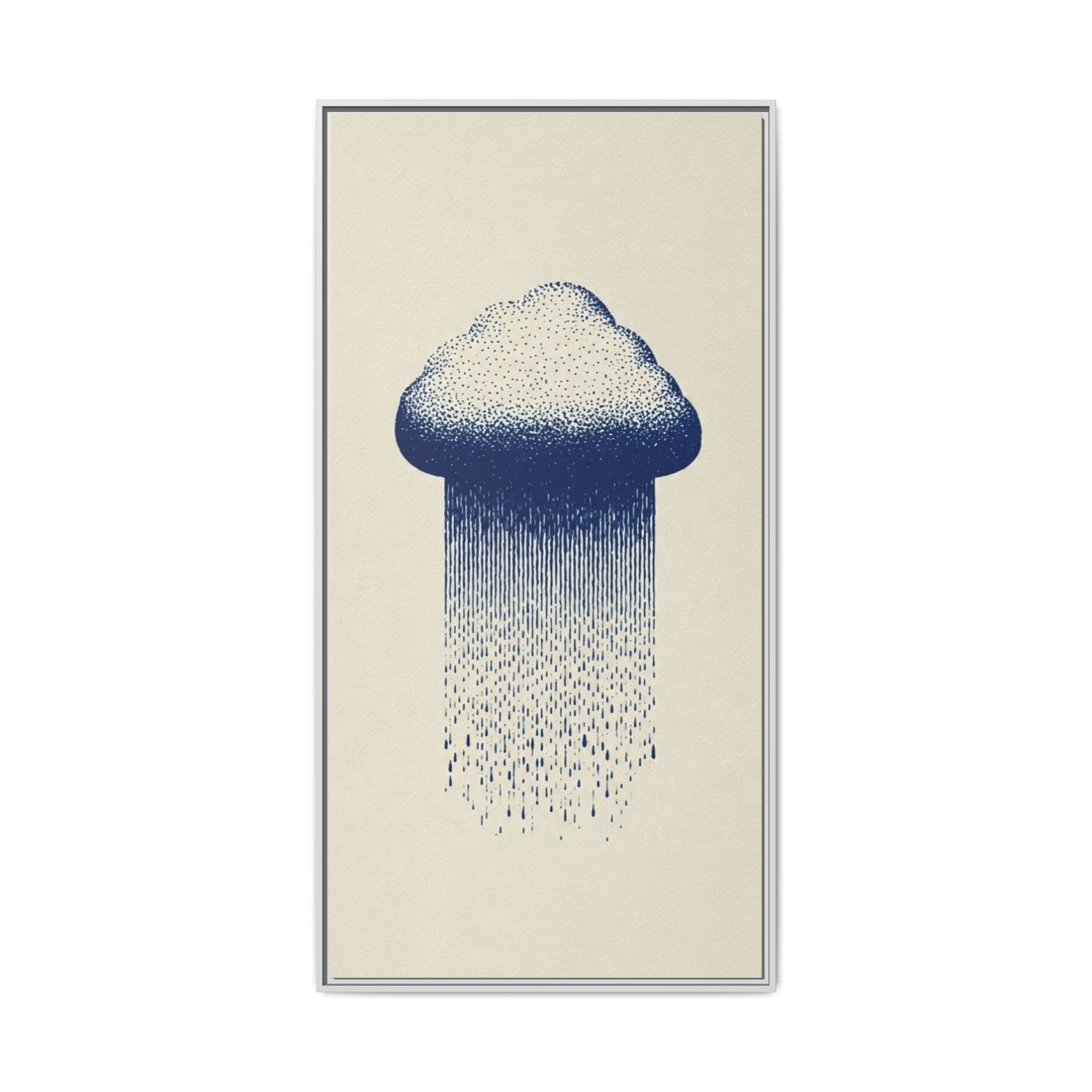 Framed Canvas Wall Art — Blue Rain Cloud Minimalist Print - Image 37