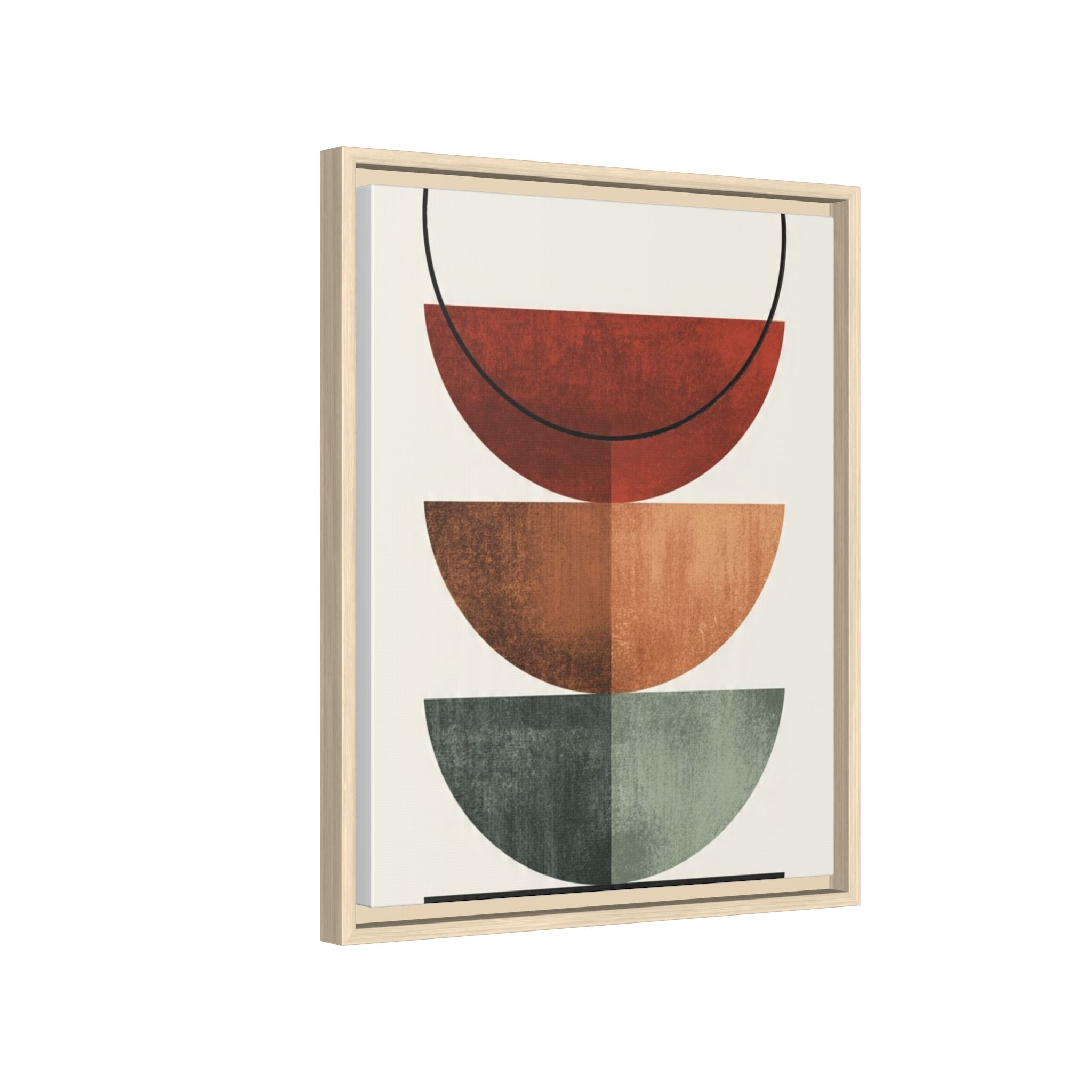 Abstract Stacked Semi-Circles Framed Canvas Wall Art — Mid-Century Modern Geometric Print - Image 162