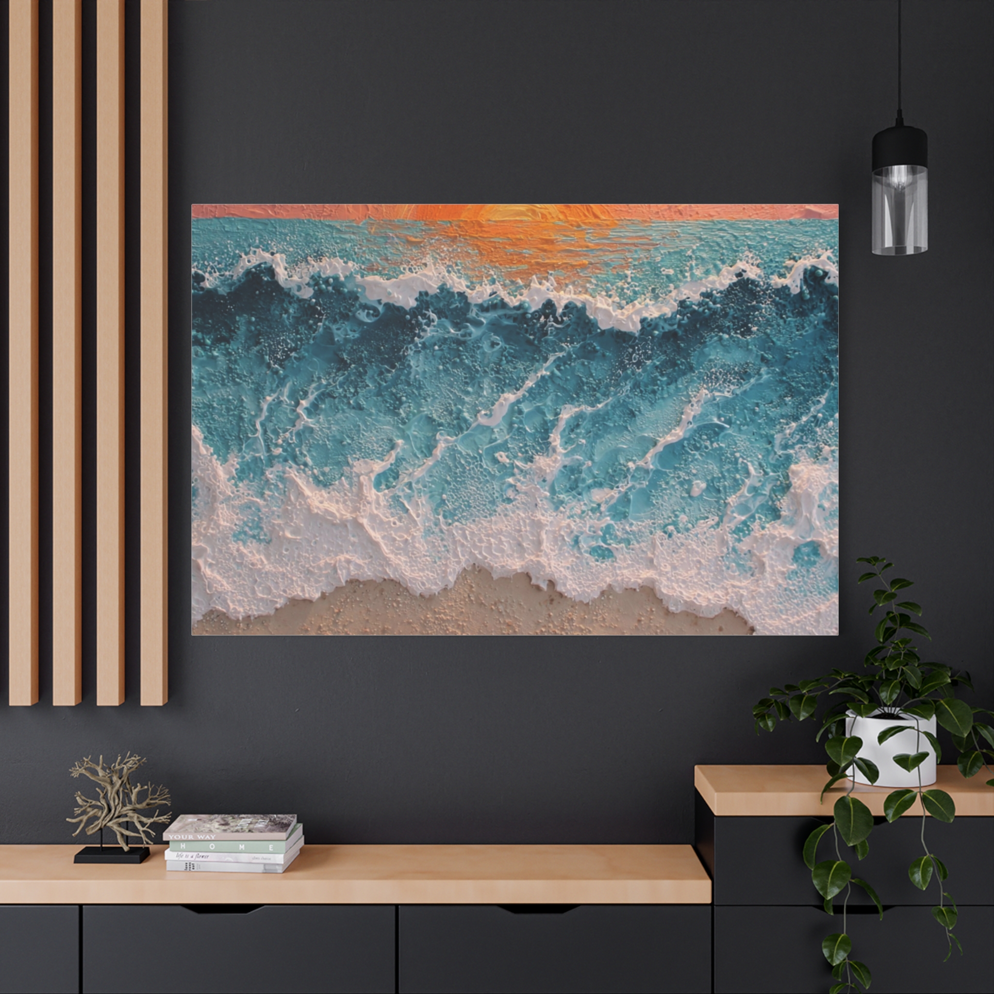 Seaside Sunset Canvas Print — Textured Ocean Waves Wall Art - Image 4