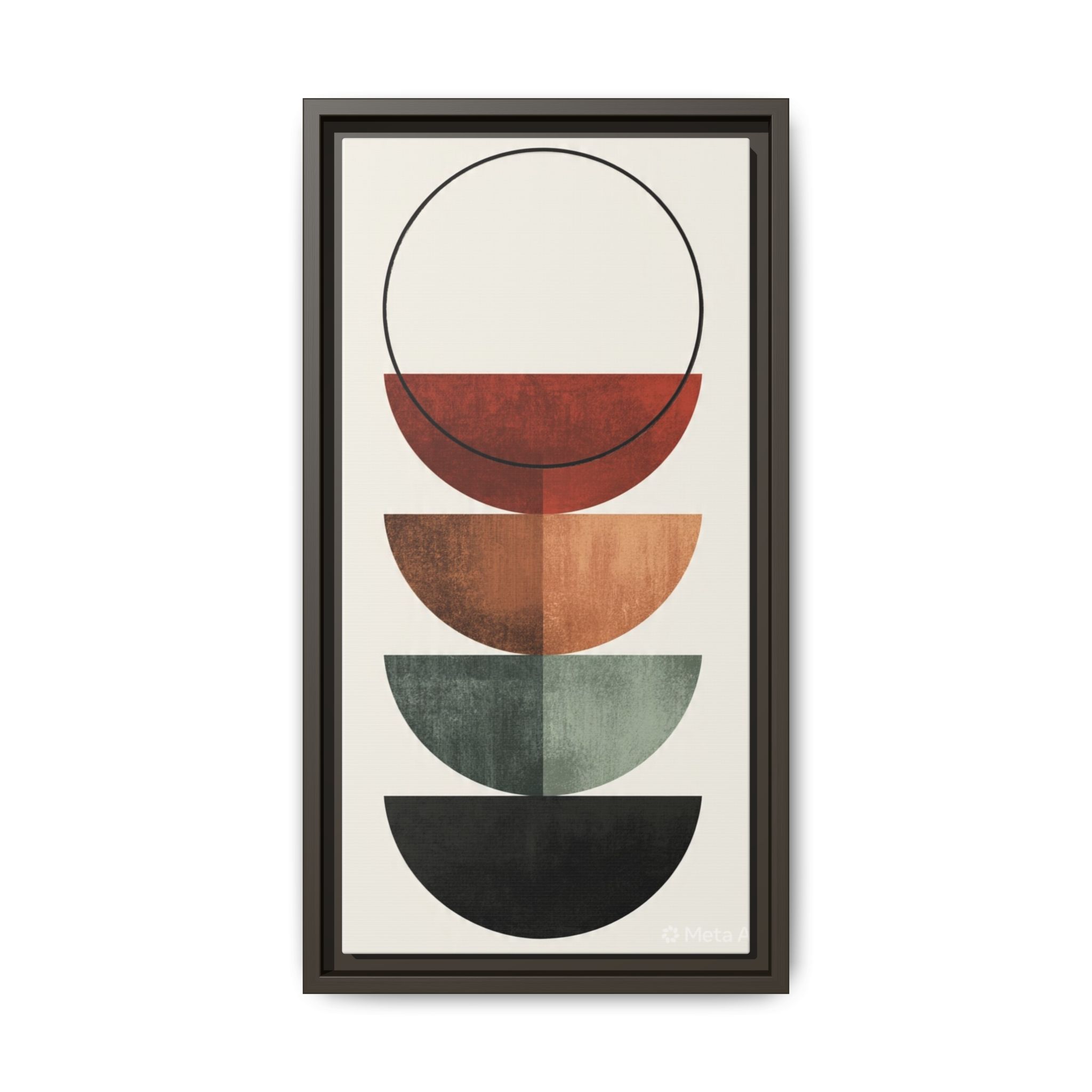 Abstract Stacked Semi-Circles Framed Canvas Wall Art — Mid-Century Modern Geometric Print - Image 85