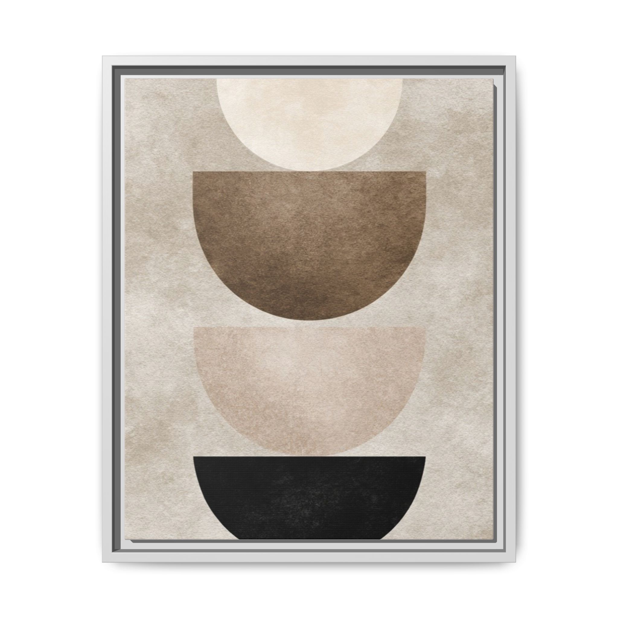 Abstract Neutral Geometric Canvas Print — Stacked Circles Framed Wall Art - Image 229
