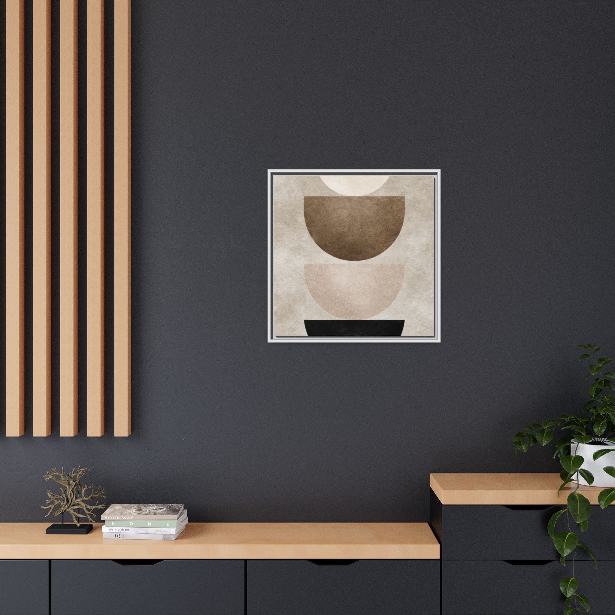 Abstract Neutral Geometric Canvas Print — Stacked Circles Framed Wall Art - Image 20