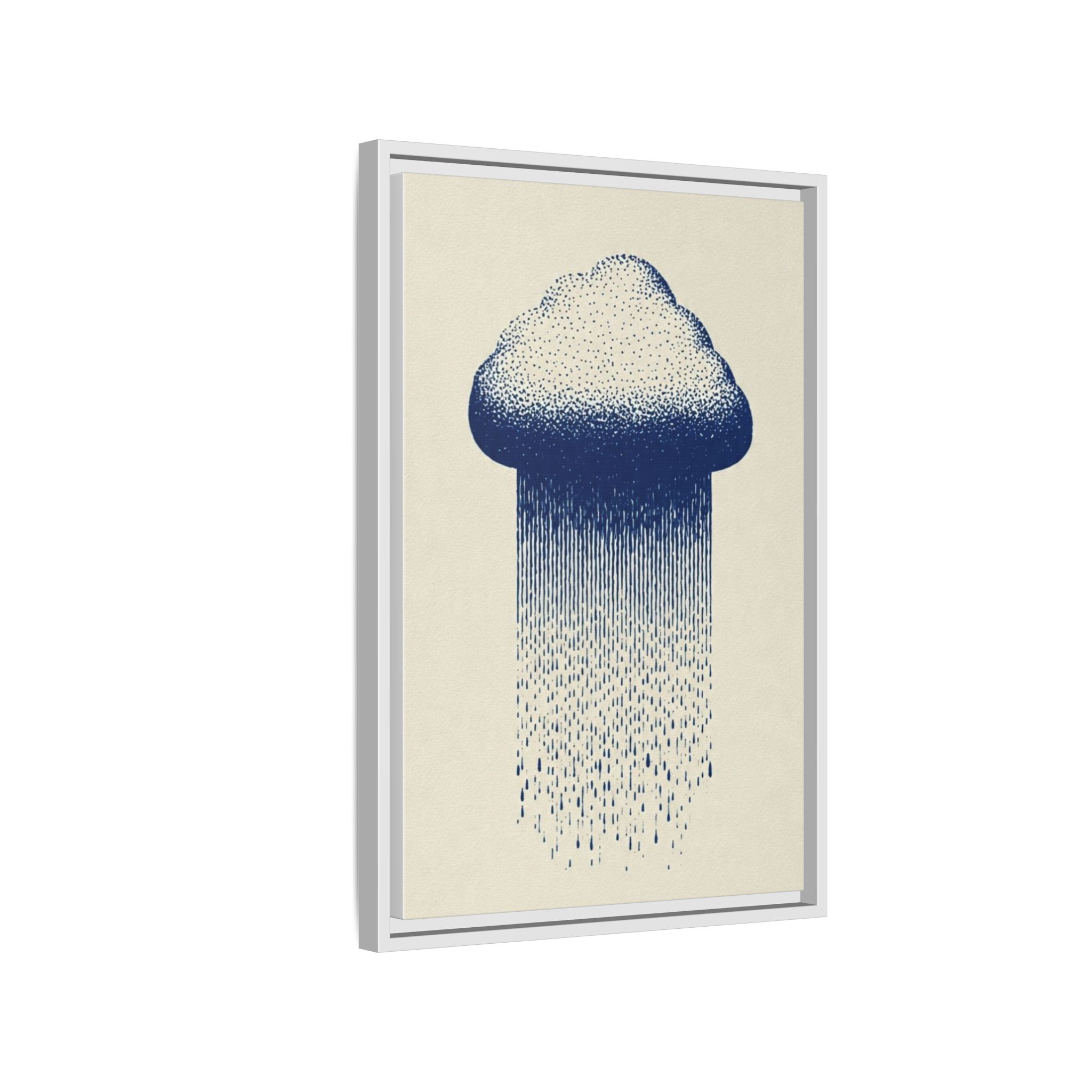 Framed Canvas Wall Art — Blue Rain Cloud Minimalist Print - Image 238