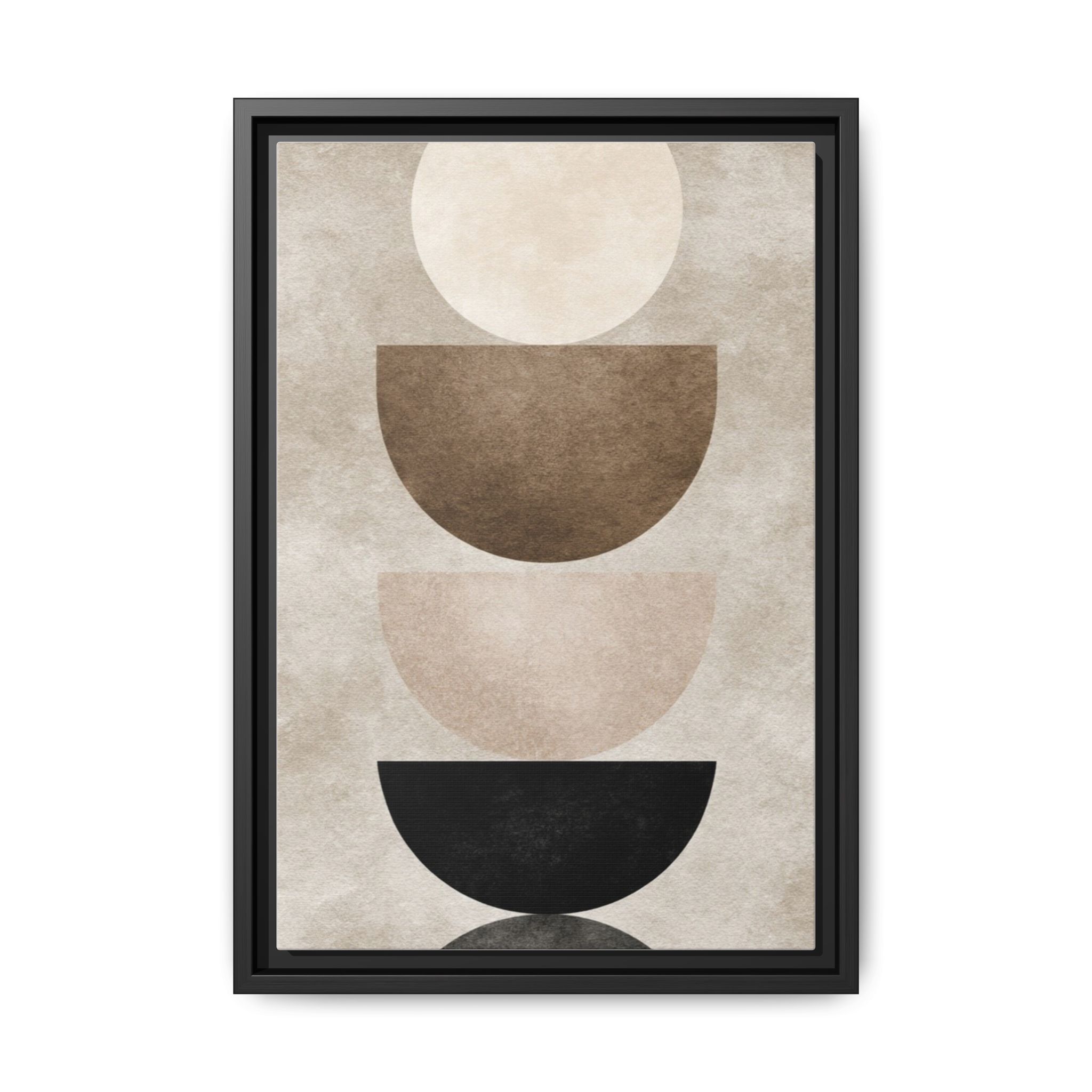 Abstract Neutral Geometric Canvas Print — Stacked Circles Framed Wall Art - Image 173