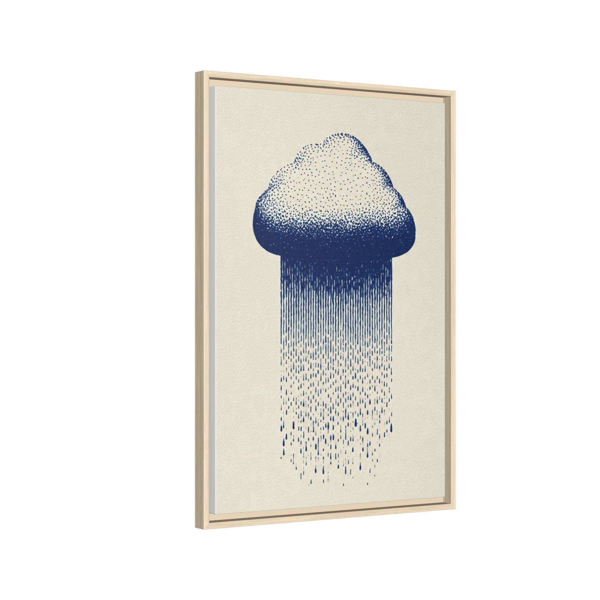 Framed Canvas Wall Art — Blue Rain Cloud Minimalist Print - Image 134