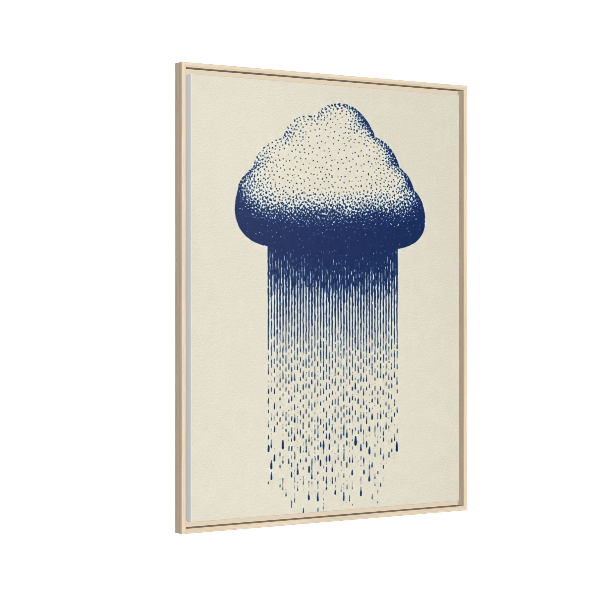 Framed Canvas Wall Art — Blue Rain Cloud Minimalist Print - Image 18