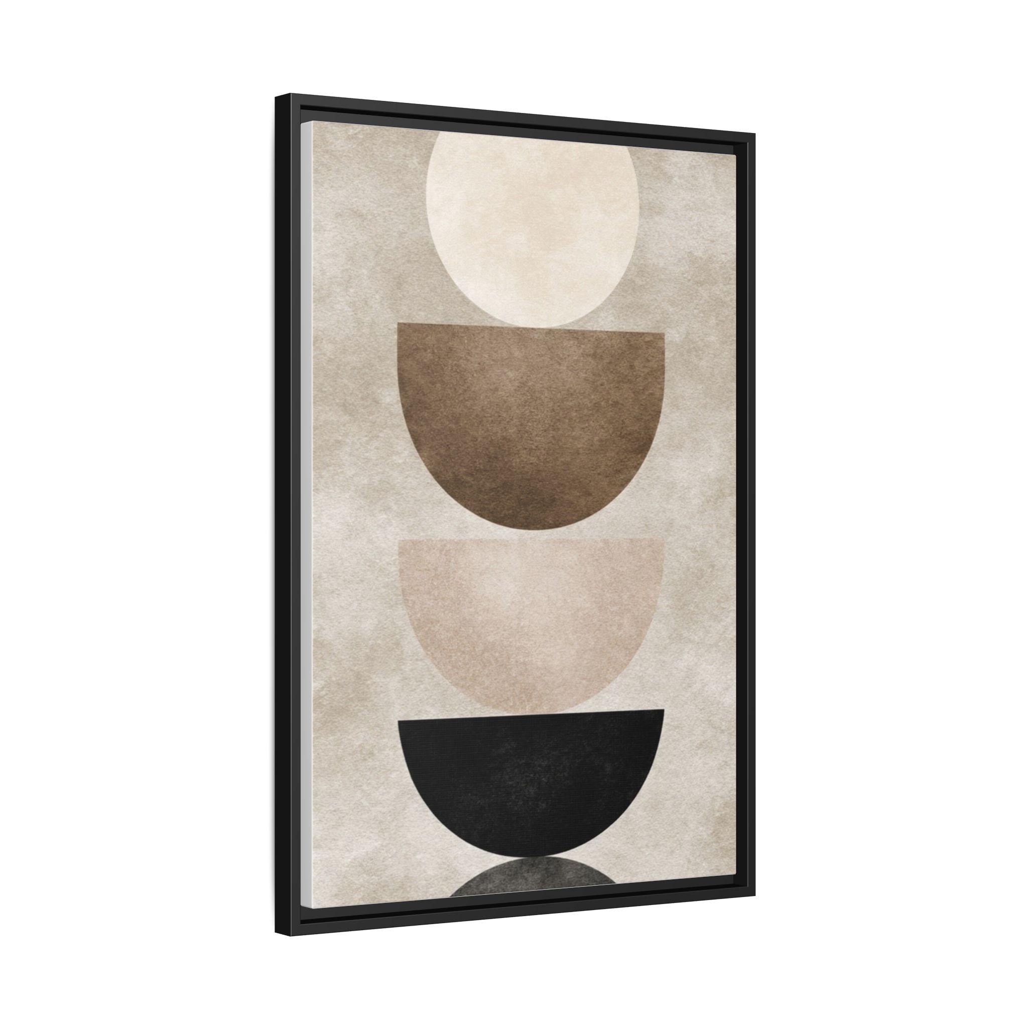Abstract Neutral Geometric Canvas Print — Stacked Circles Framed Wall Art - Image 178