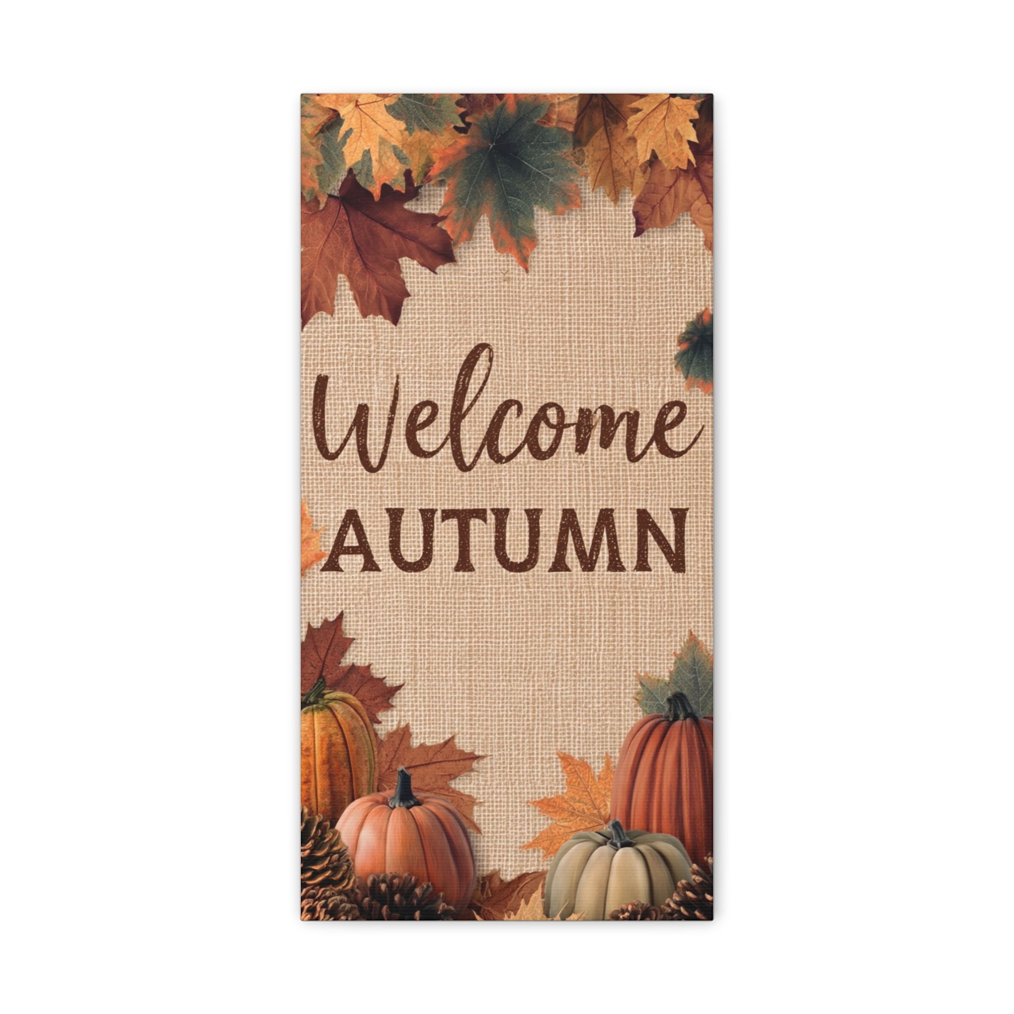 Welcome Autumn Canvas Wall Art — Fall Pumpkin & Leaves Home Decor - Image 3