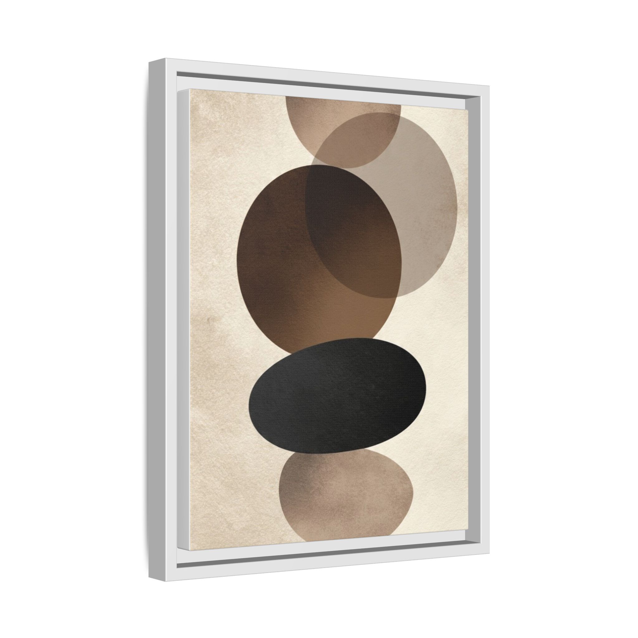 Framed Abstract Circles Matte Canvas Print — Neutral Mid-Century Wall Art - Image 66