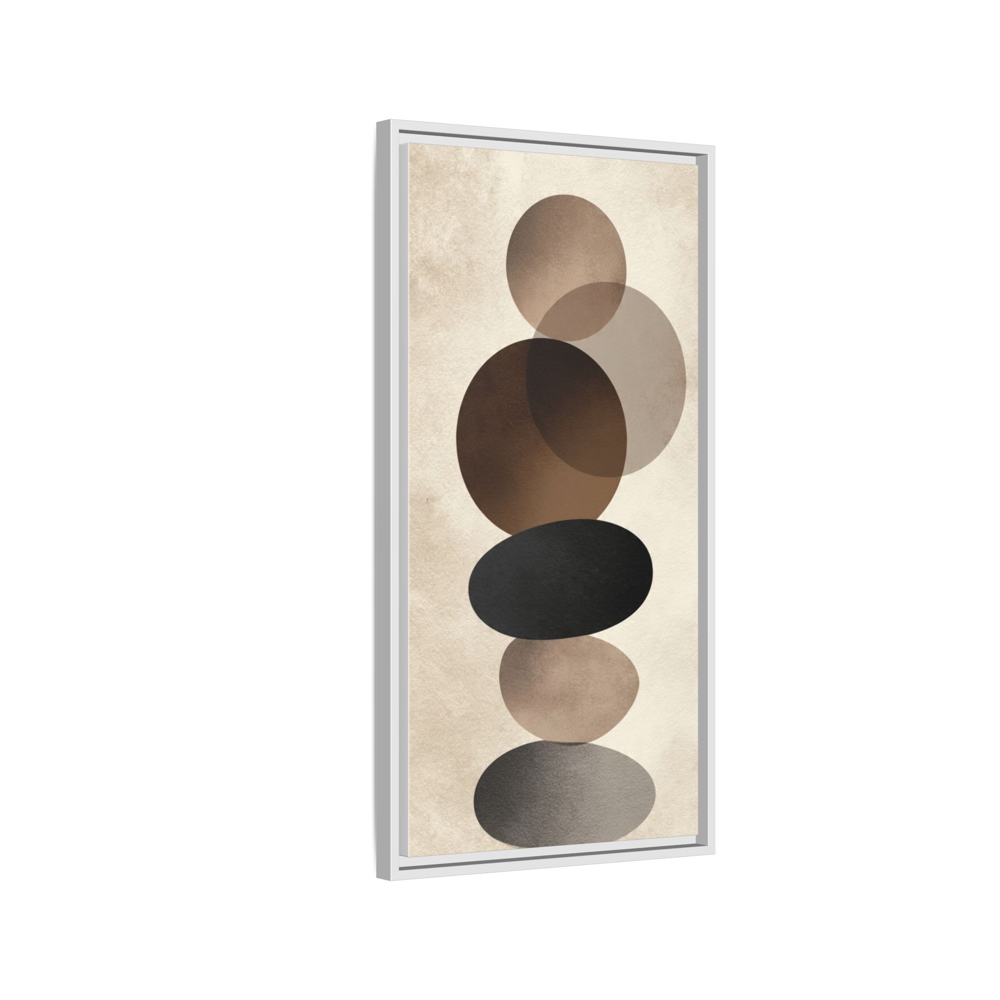 Framed Abstract Circles Matte Canvas Print — Neutral Mid-Century Wall Art - Image 166