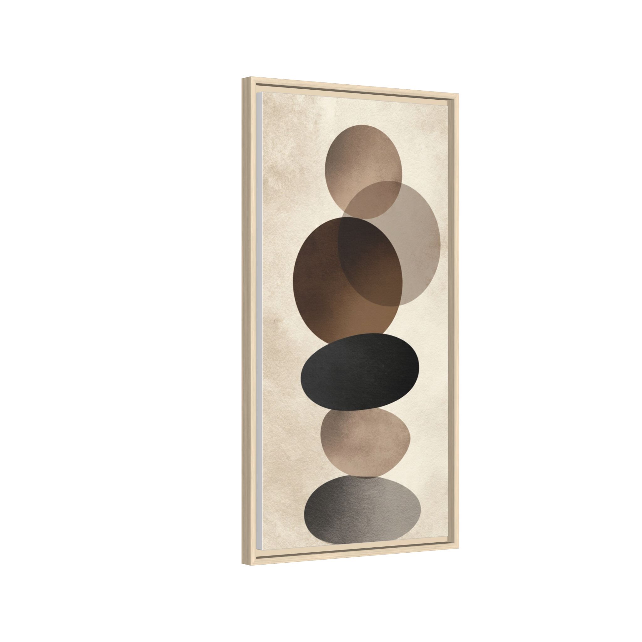 Framed Abstract Circles Matte Canvas Print — Neutral Mid-Century Wall Art - Image 170