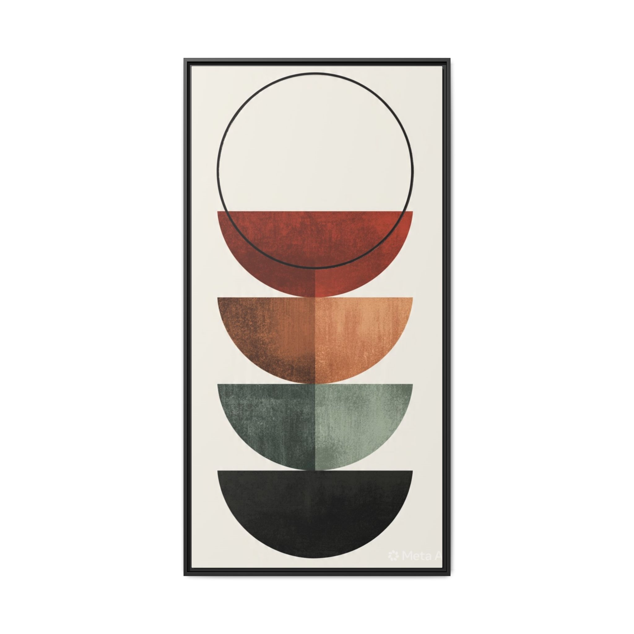 Abstract Stacked Semi-Circles Framed Canvas Wall Art — Mid-Century Modern Geometric Print - Image 33