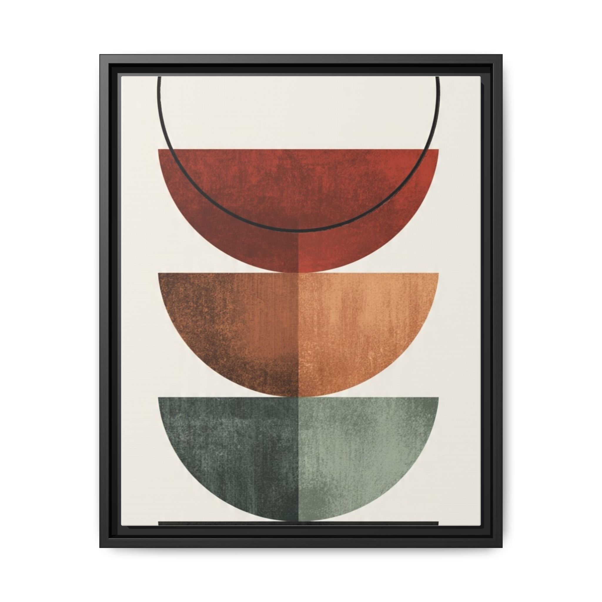 Abstract Stacked Semi-Circles Framed Canvas Wall Art — Mid-Century Modern Geometric Print - Image 173