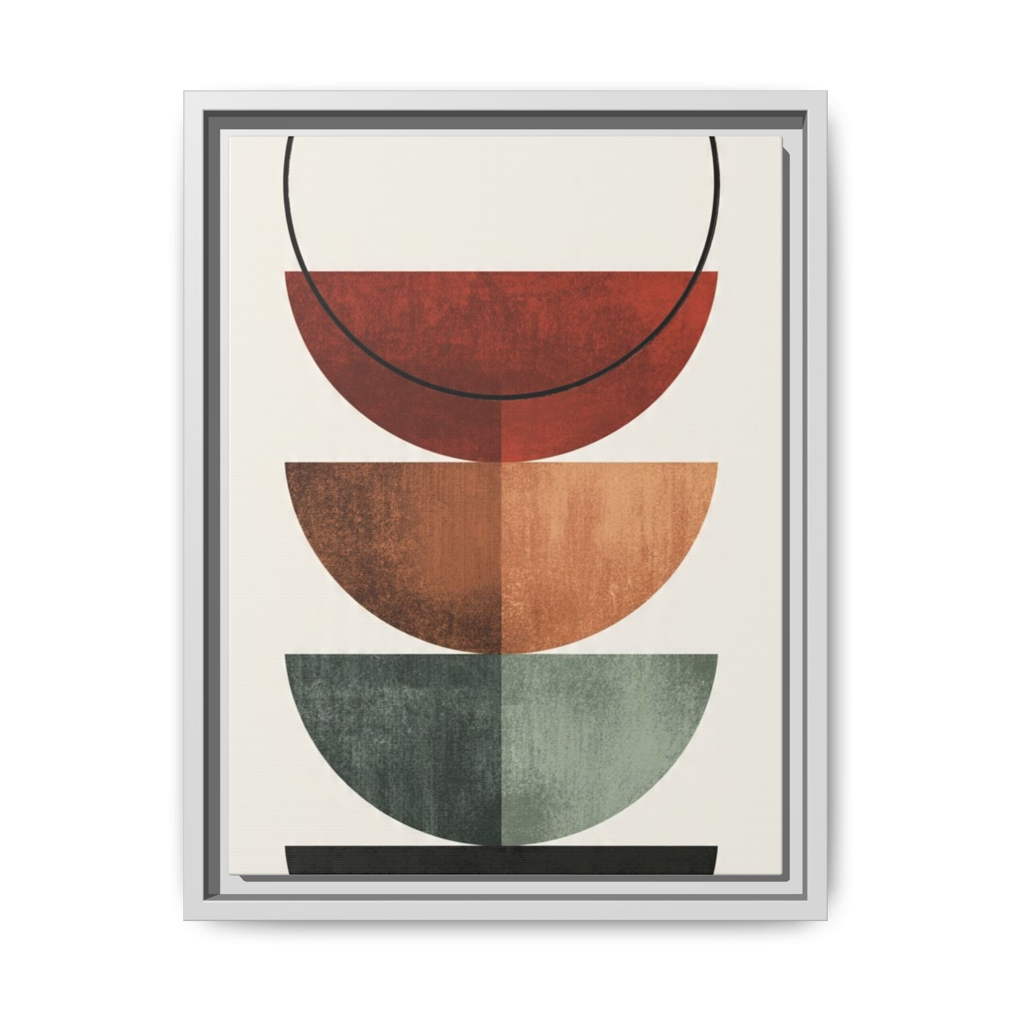 Abstract Stacked Semi-Circles Framed Canvas Wall Art — Mid-Century Modern Geometric Print - Image 65