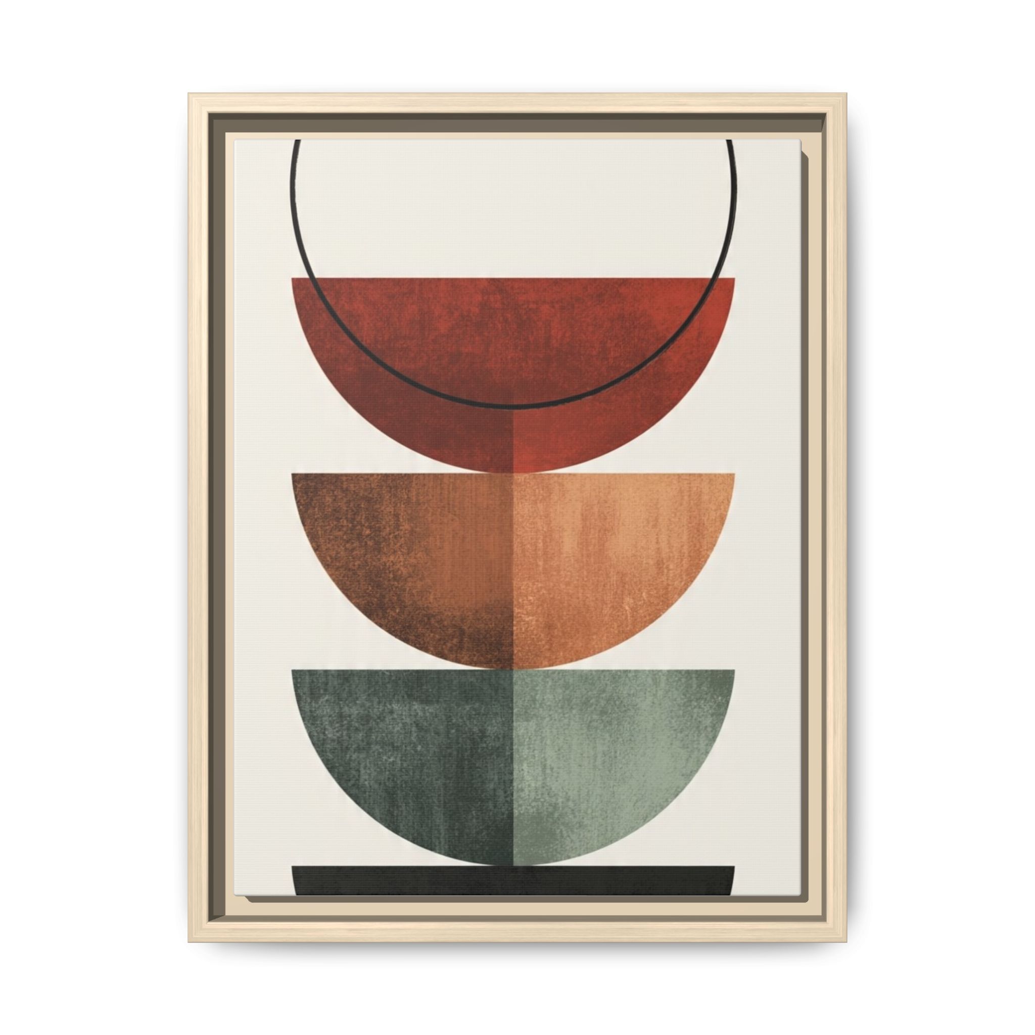 Abstract Stacked Semi-Circles Framed Canvas Wall Art — Mid-Century Modern Geometric Print - Image 77