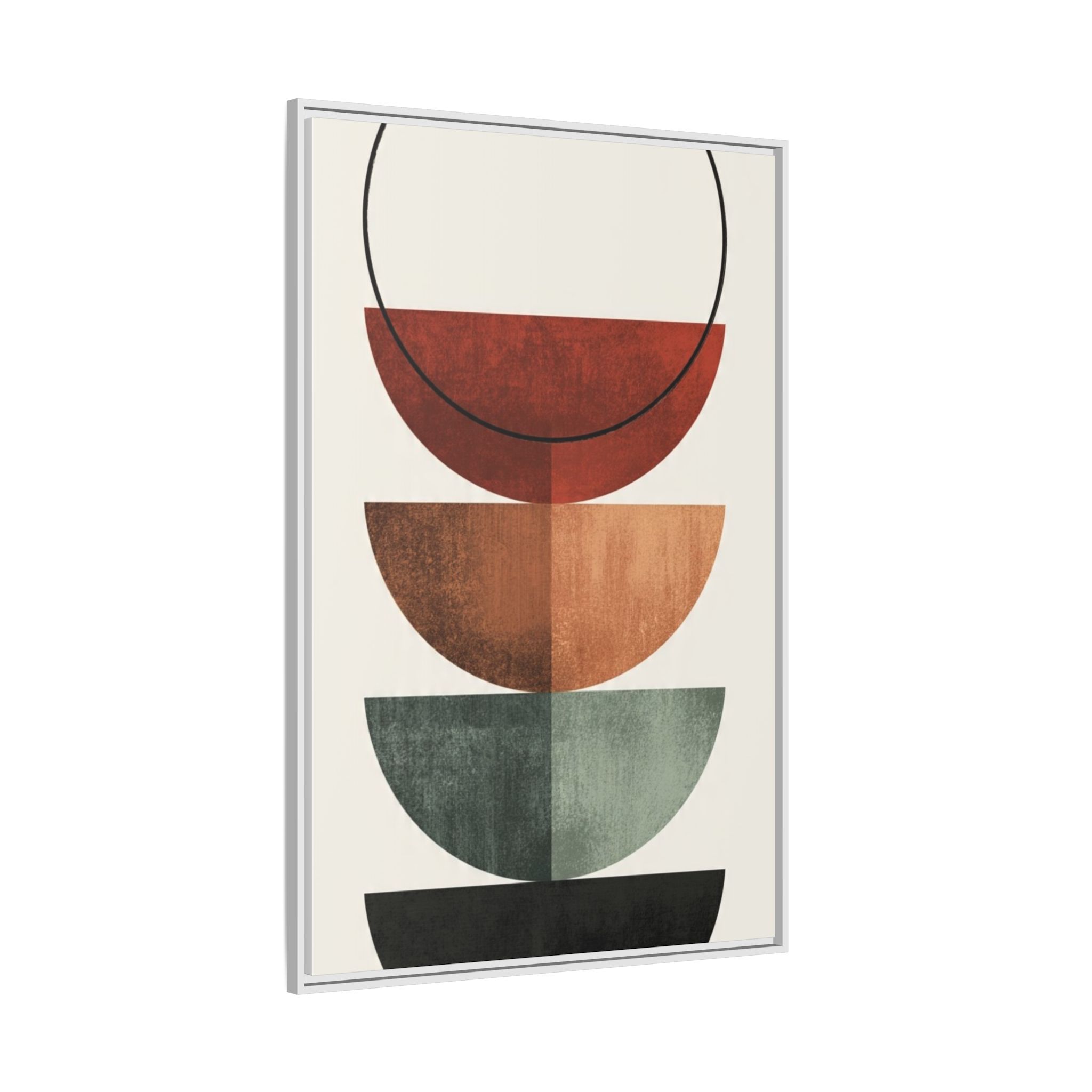 Abstract Stacked Semi-Circles Framed Canvas Wall Art — Mid-Century Modern Geometric Print - Image 102
