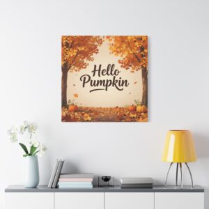 Hello Pumpkin Fall Canvas Wall Art - Autumn Pumpkin Decor