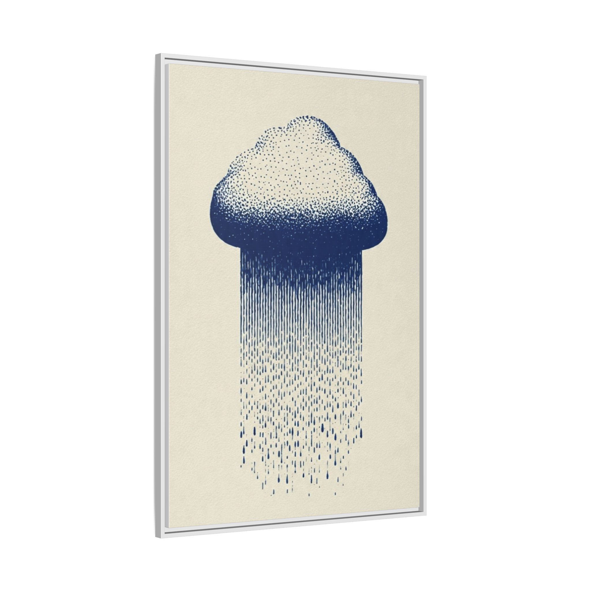 Framed Canvas Wall Art — Blue Rain Cloud Minimalist Print - Image 102
