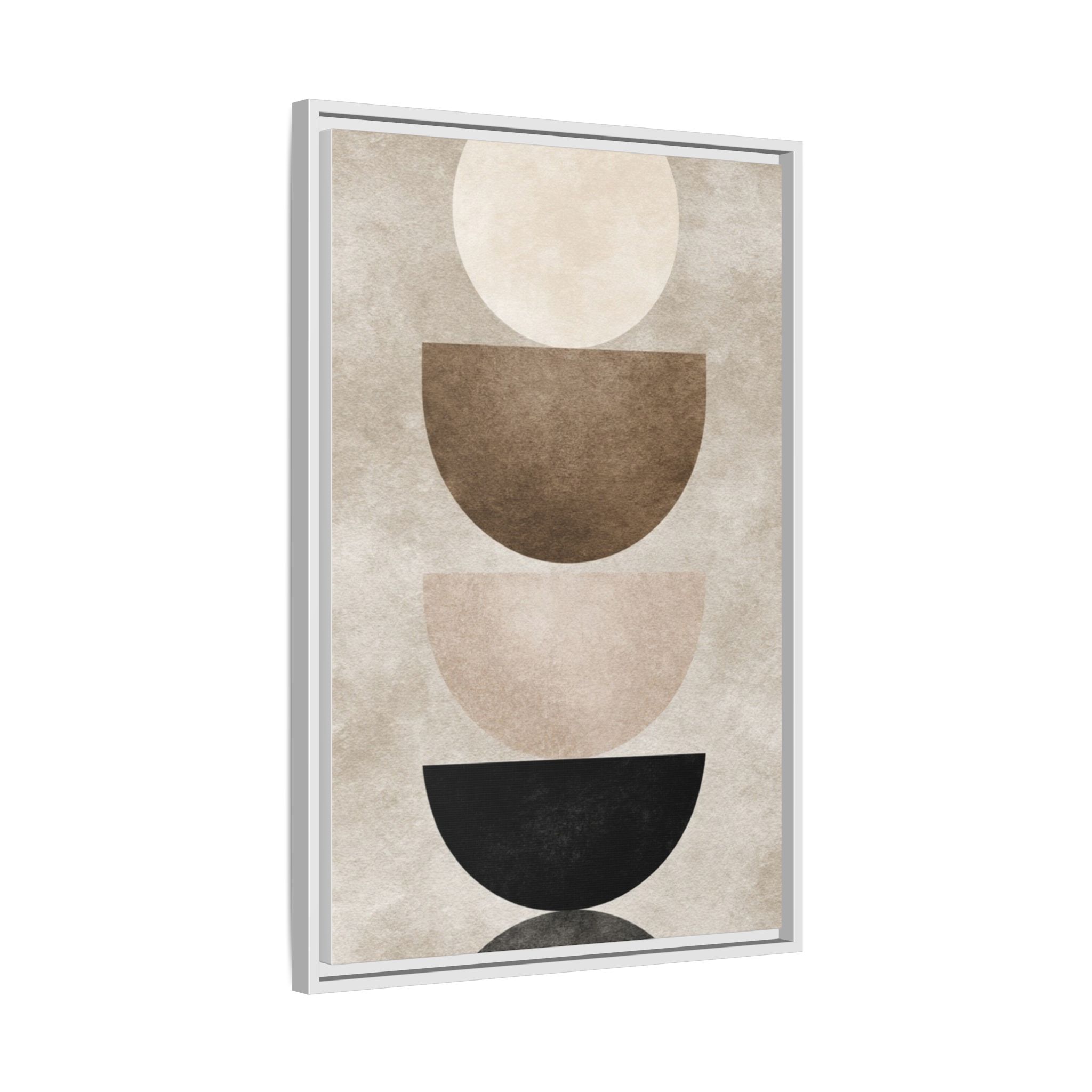 Abstract Neutral Geometric Canvas Print — Stacked Circles Framed Wall Art - Image 186