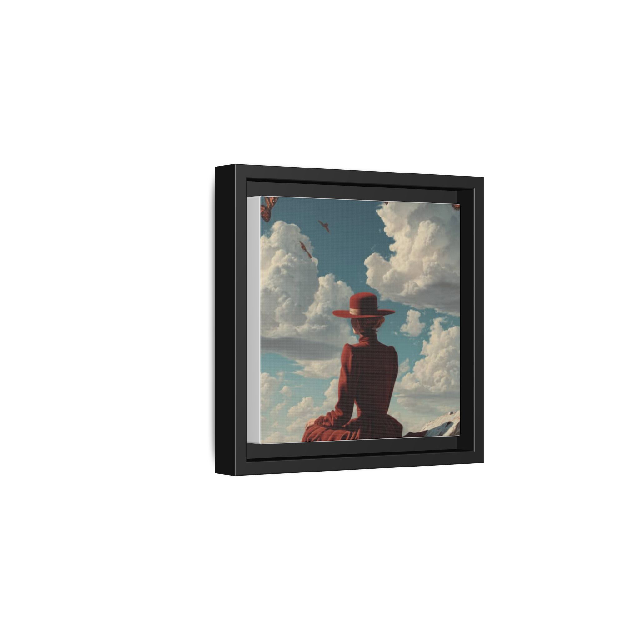 Framed Matte Canvas: Woman in Red Dress Sunset Sky Wall Art - Image 22