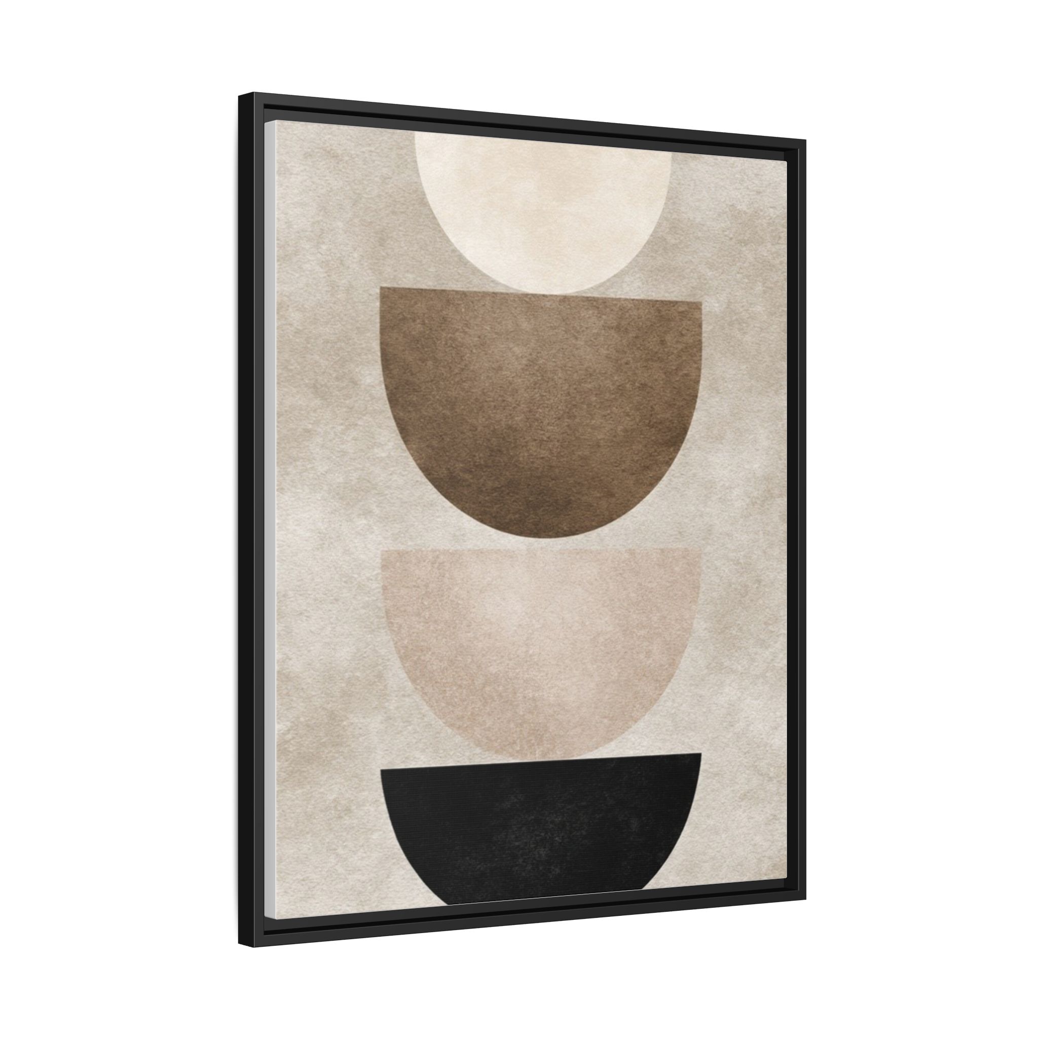 Abstract Neutral Geometric Canvas Print — Stacked Circles Framed Wall Art - Image 242