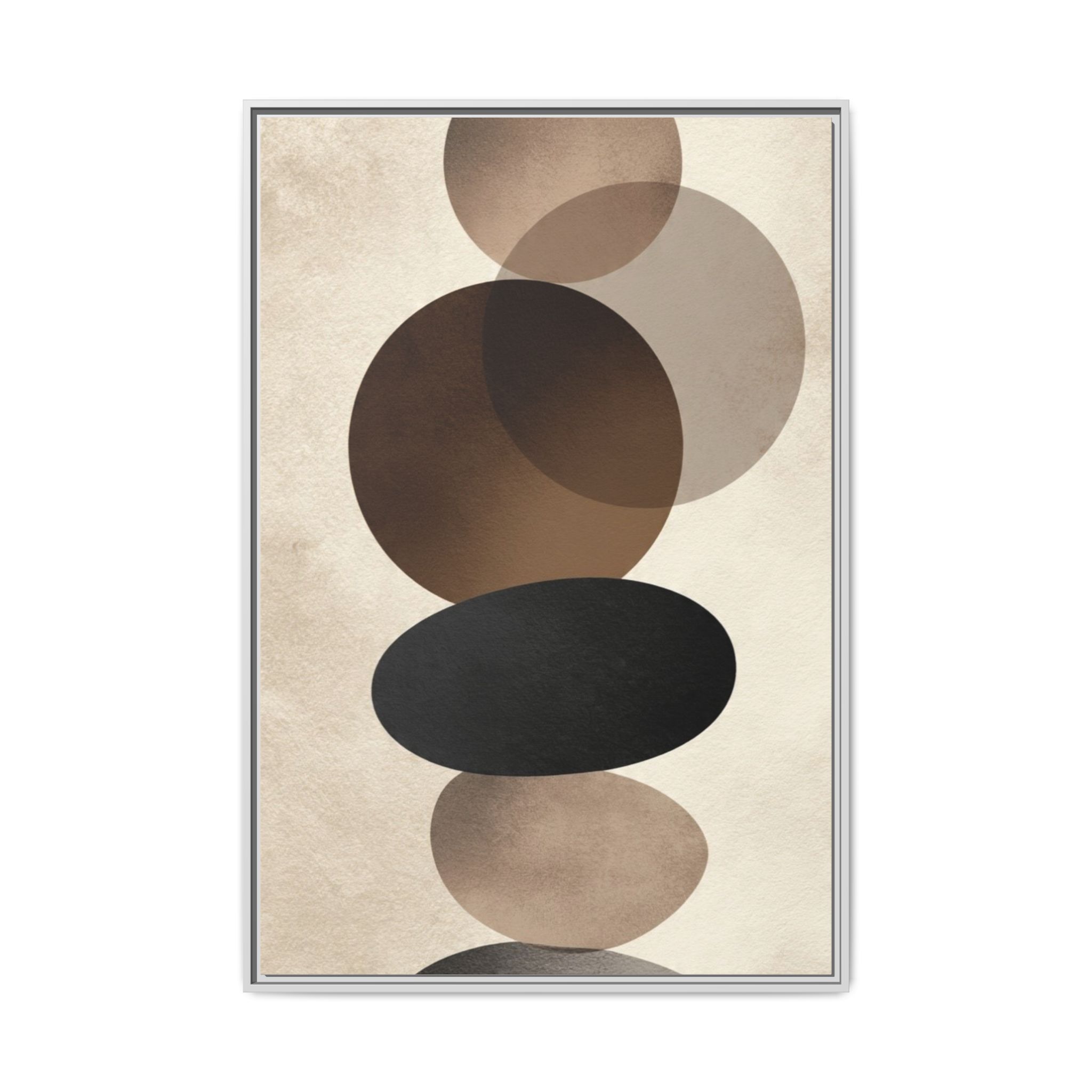 Framed Abstract Circles Matte Canvas Print — Neutral Mid-Century Wall Art - Image 101
