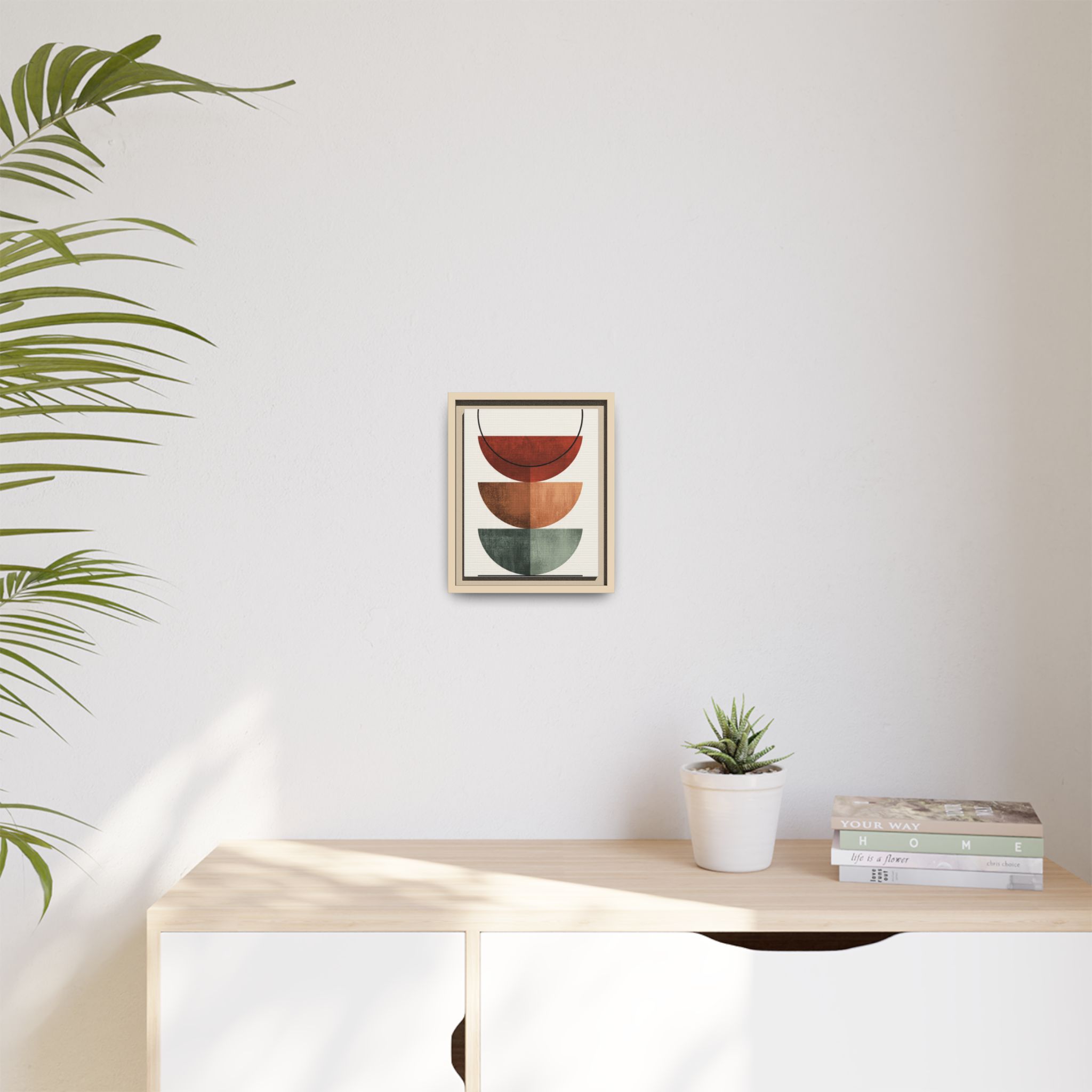 Abstract Stacked Semi-Circles Framed Canvas Wall Art — Mid-Century Modern Geometric Print - Image 147