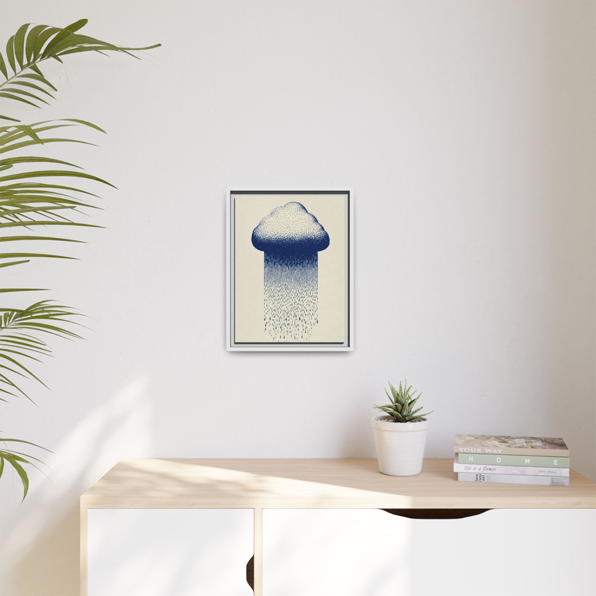 Framed Canvas Wall Art — Blue Rain Cloud Minimalist Print - Image 67