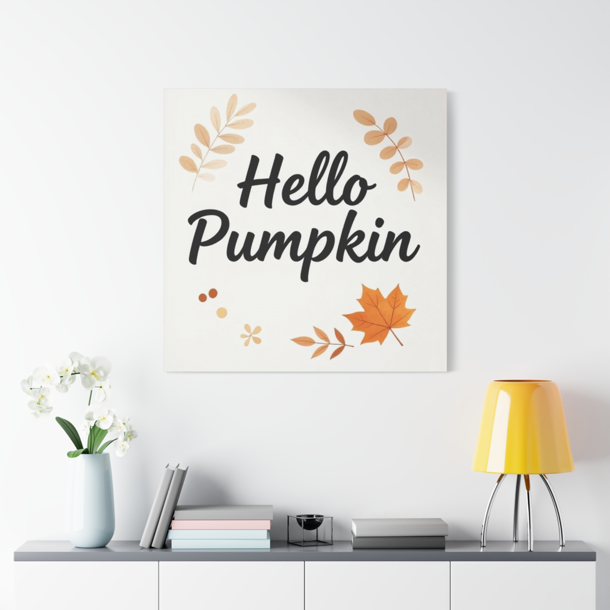 Hello Pumpkin Fall Canvas Wall Art